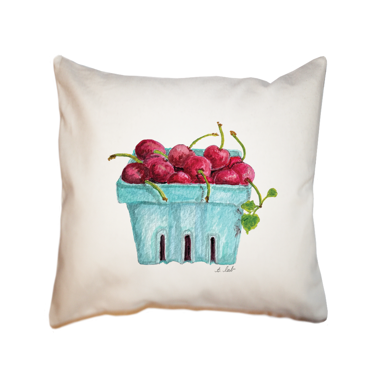 pint of cherries square pillow