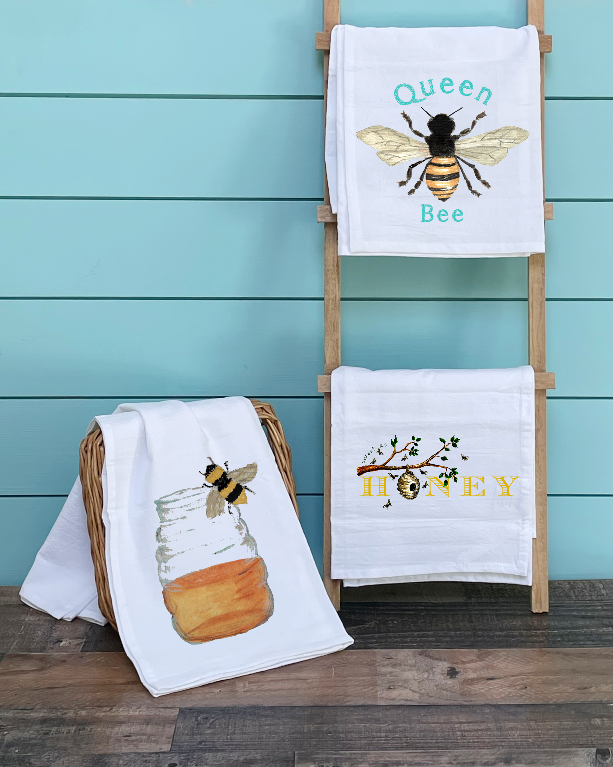 Queen Bee mother's day flour sack towel gift set
