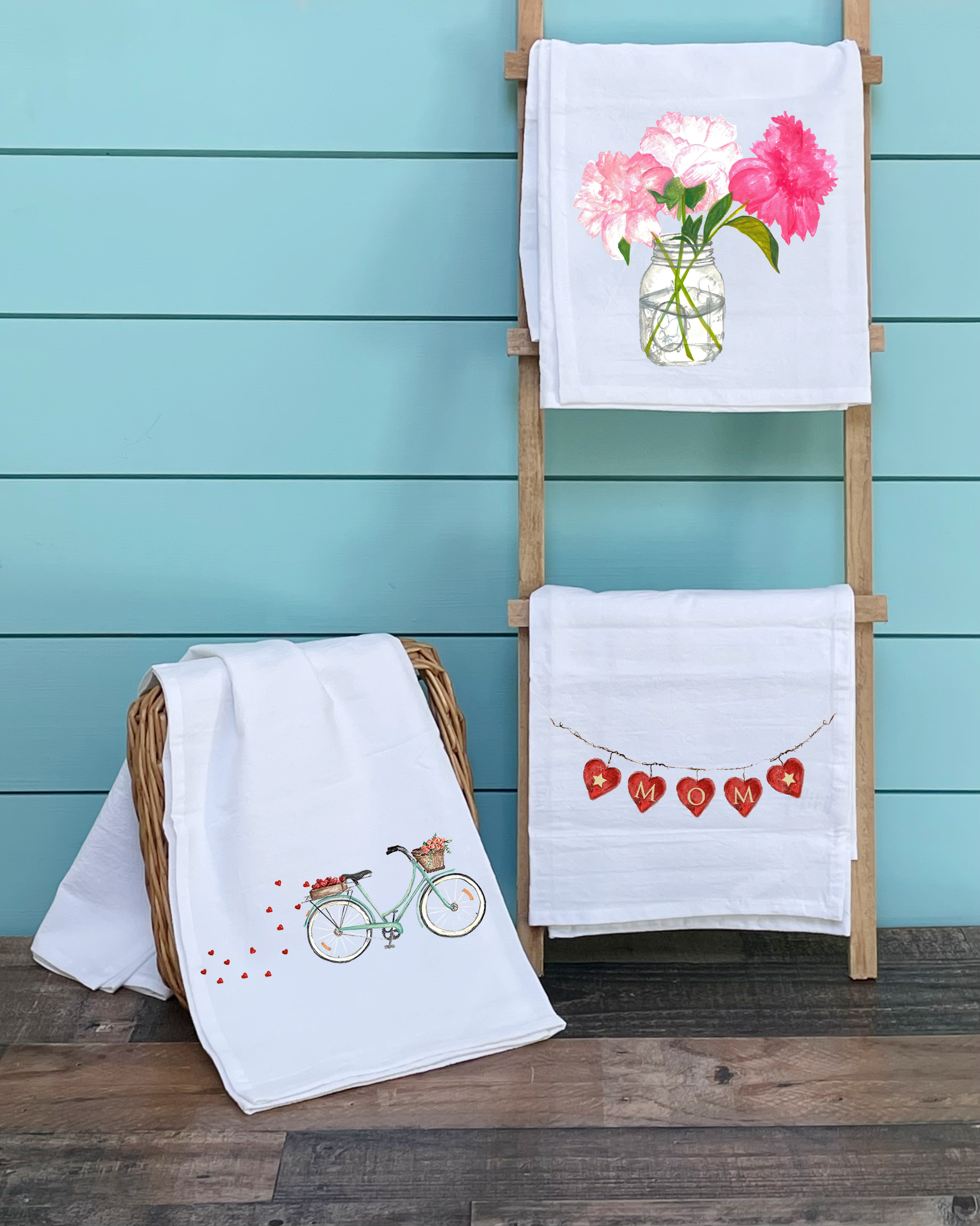 Love Mom mother's day flour sack towel gift set