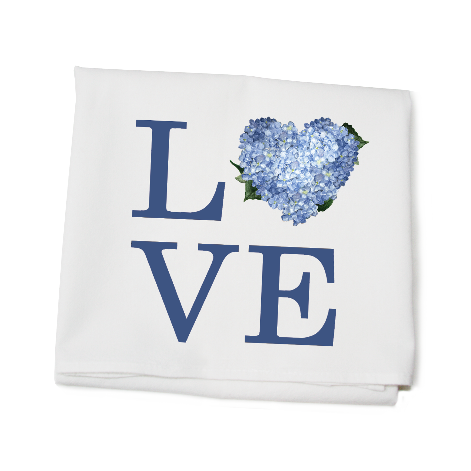 love hydrangea heart flour sack towel