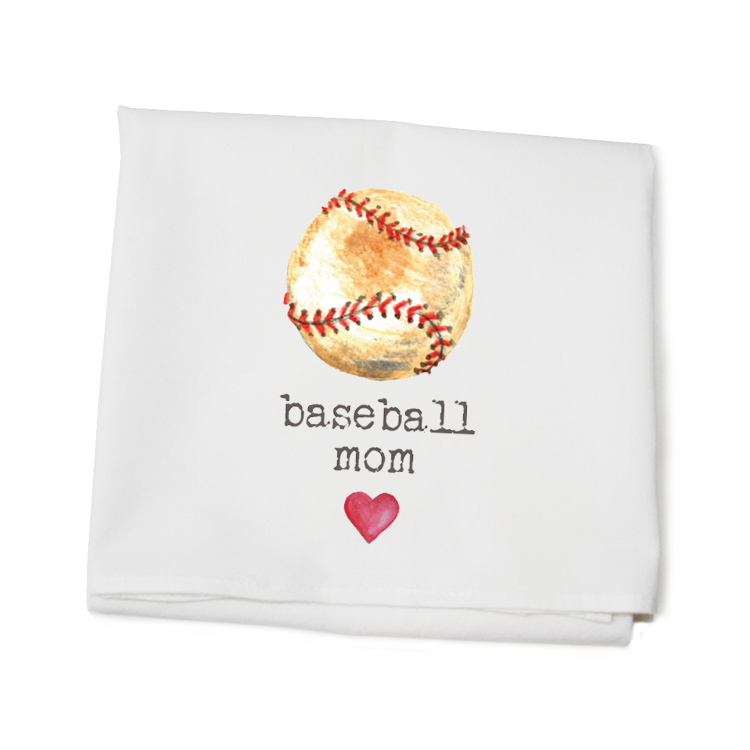 baseball mom flour sack towel
