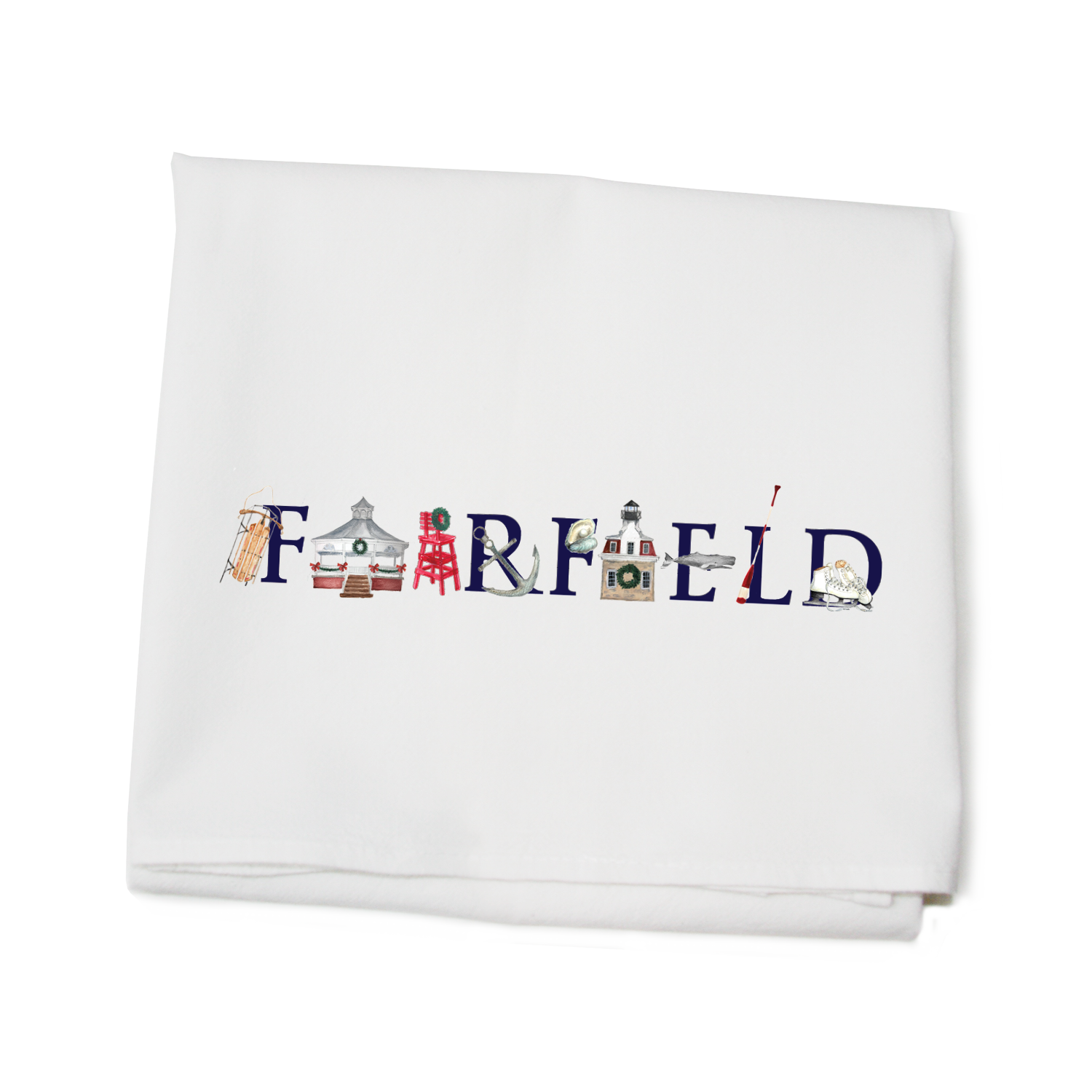 fairfield ct holiday flour sack towel