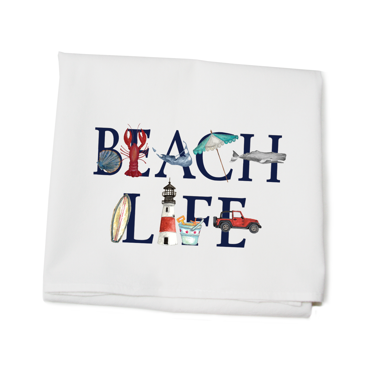 beach life nantucket flour sack towel
