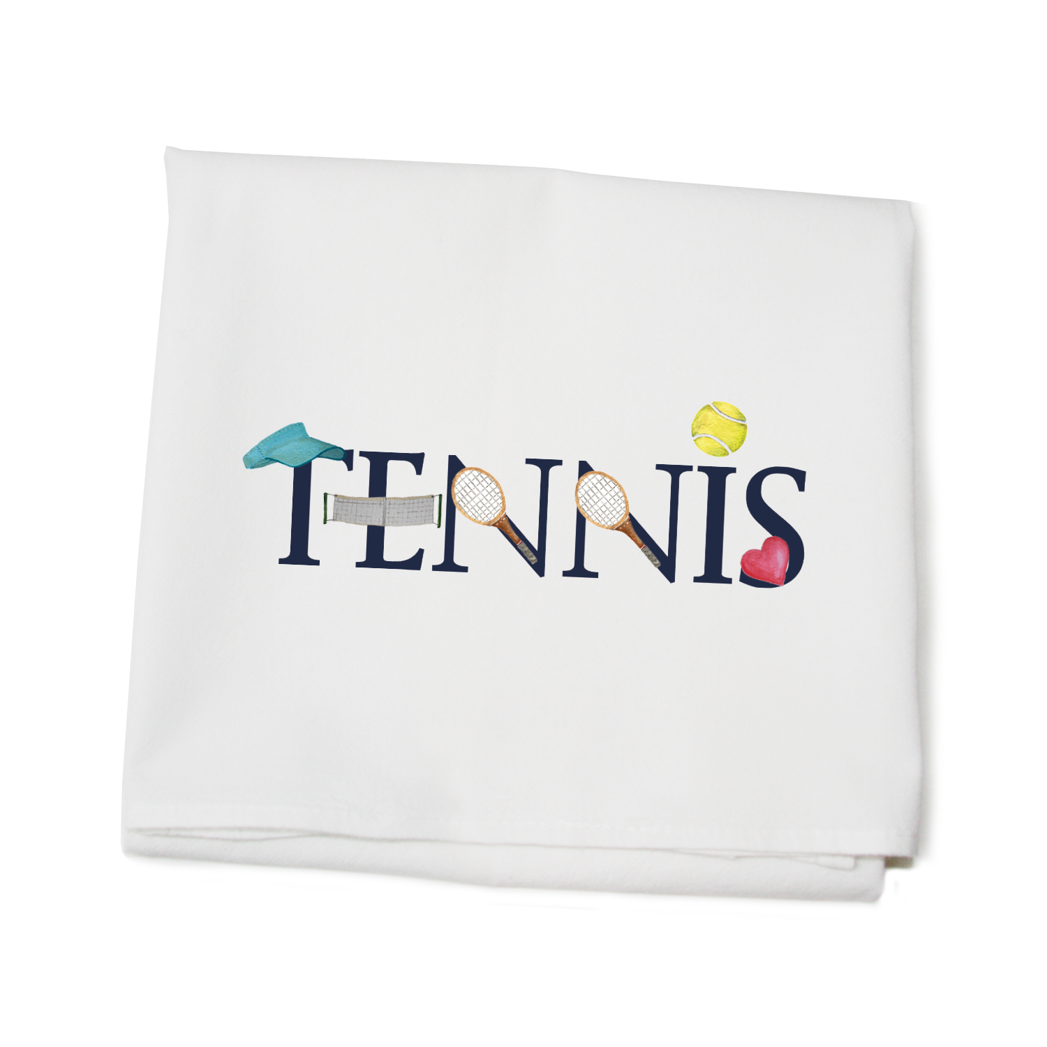 tennis illu-stated flour sack towel