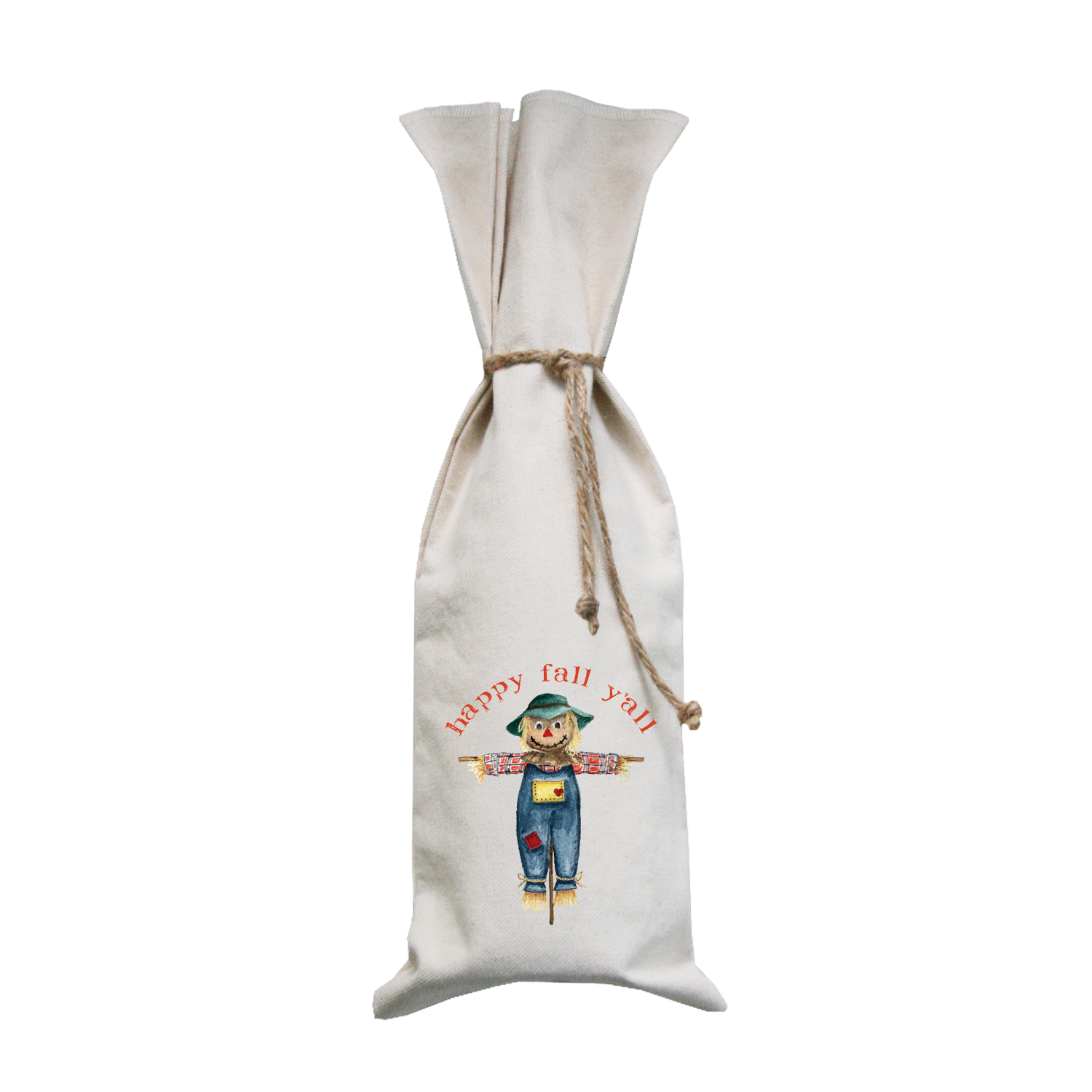 scarecrow happy fall y'all wine bag