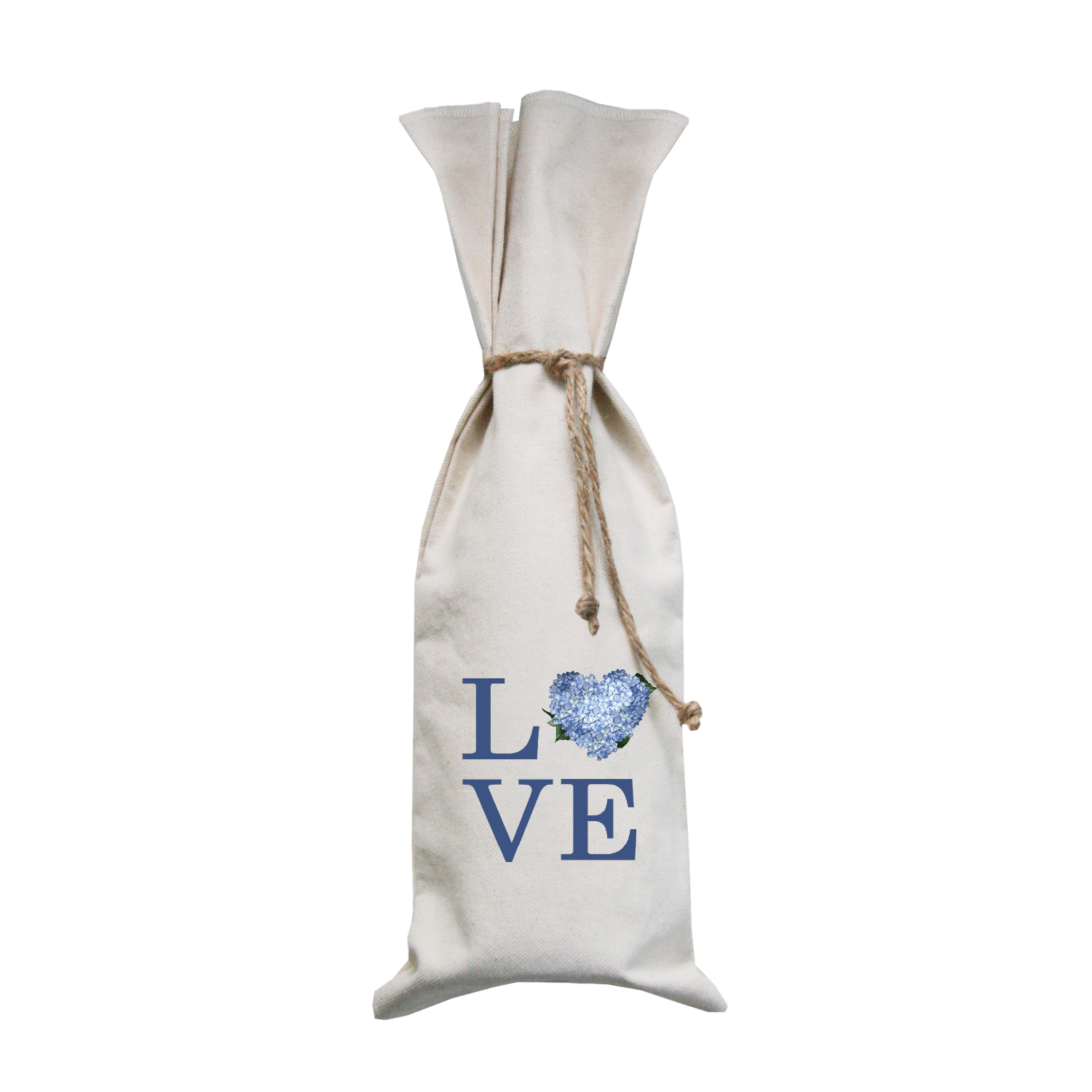 love hydrangea heart wine bag