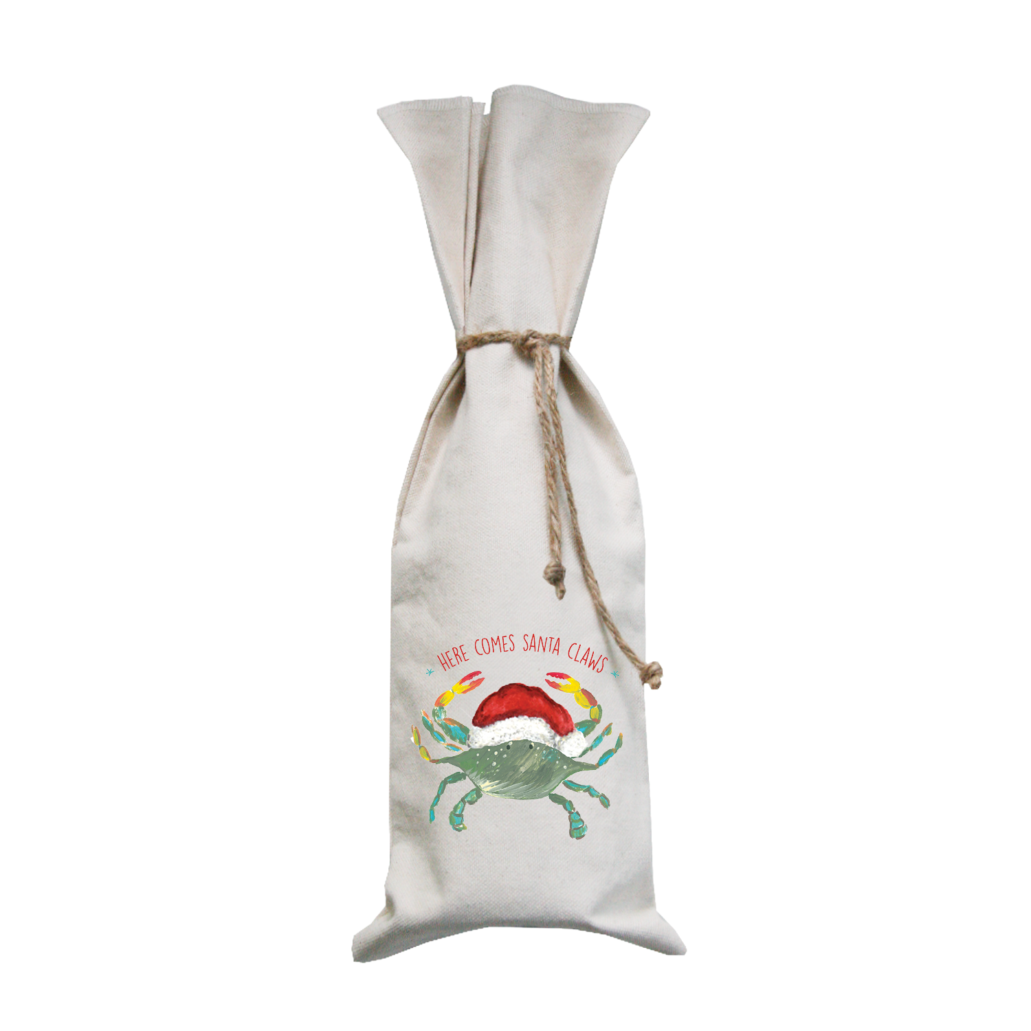 here comes santa claws wine bag