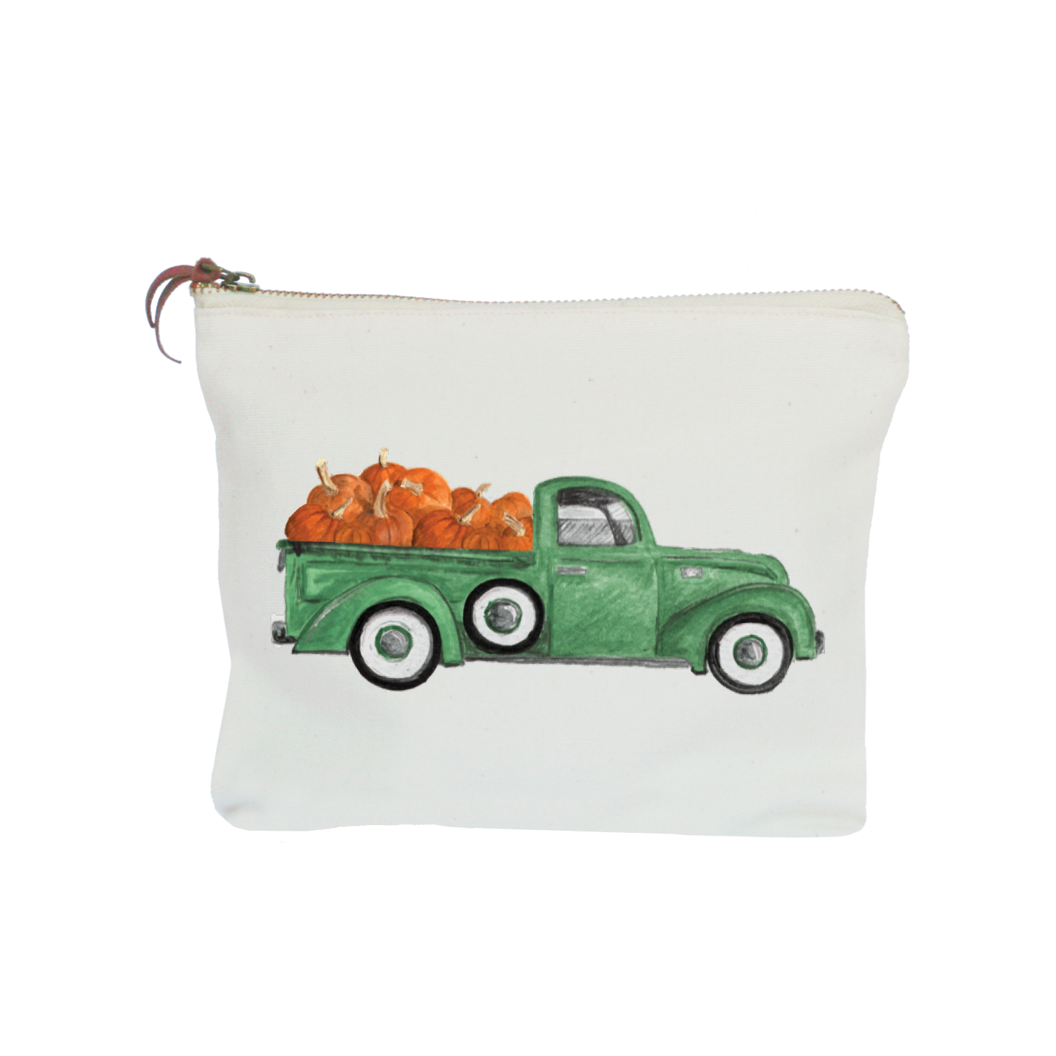 truck with pumpkins zipper pouch
