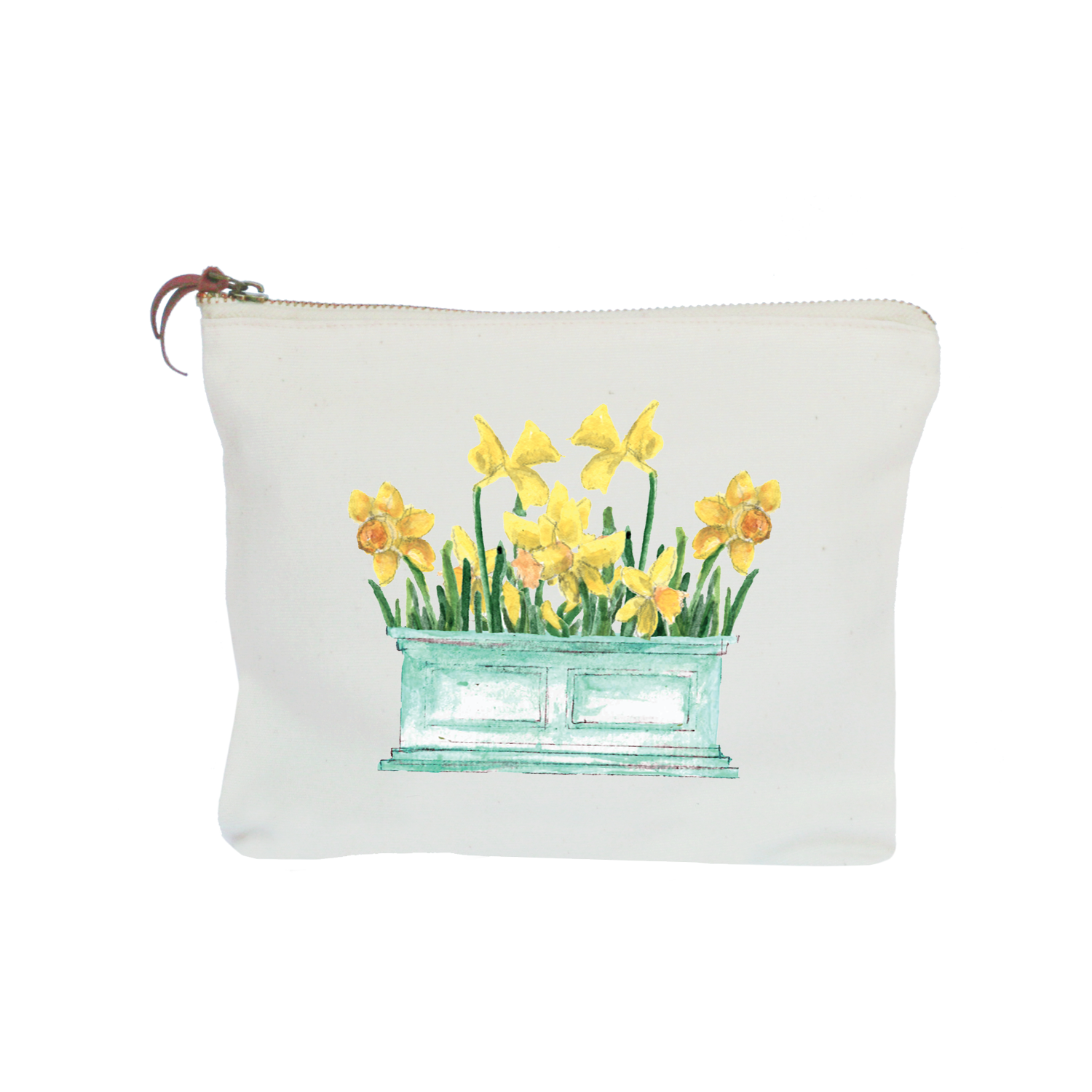 daffodils in flower box zipper pouch