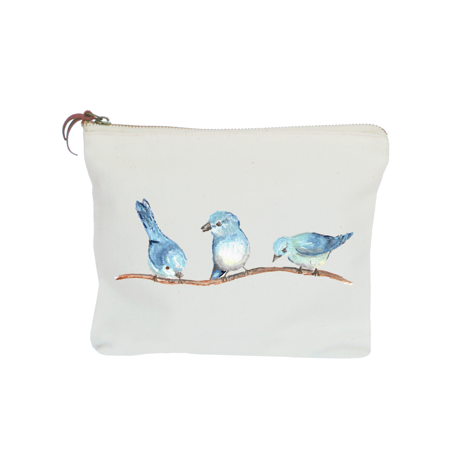 three blue birds zipper pouch