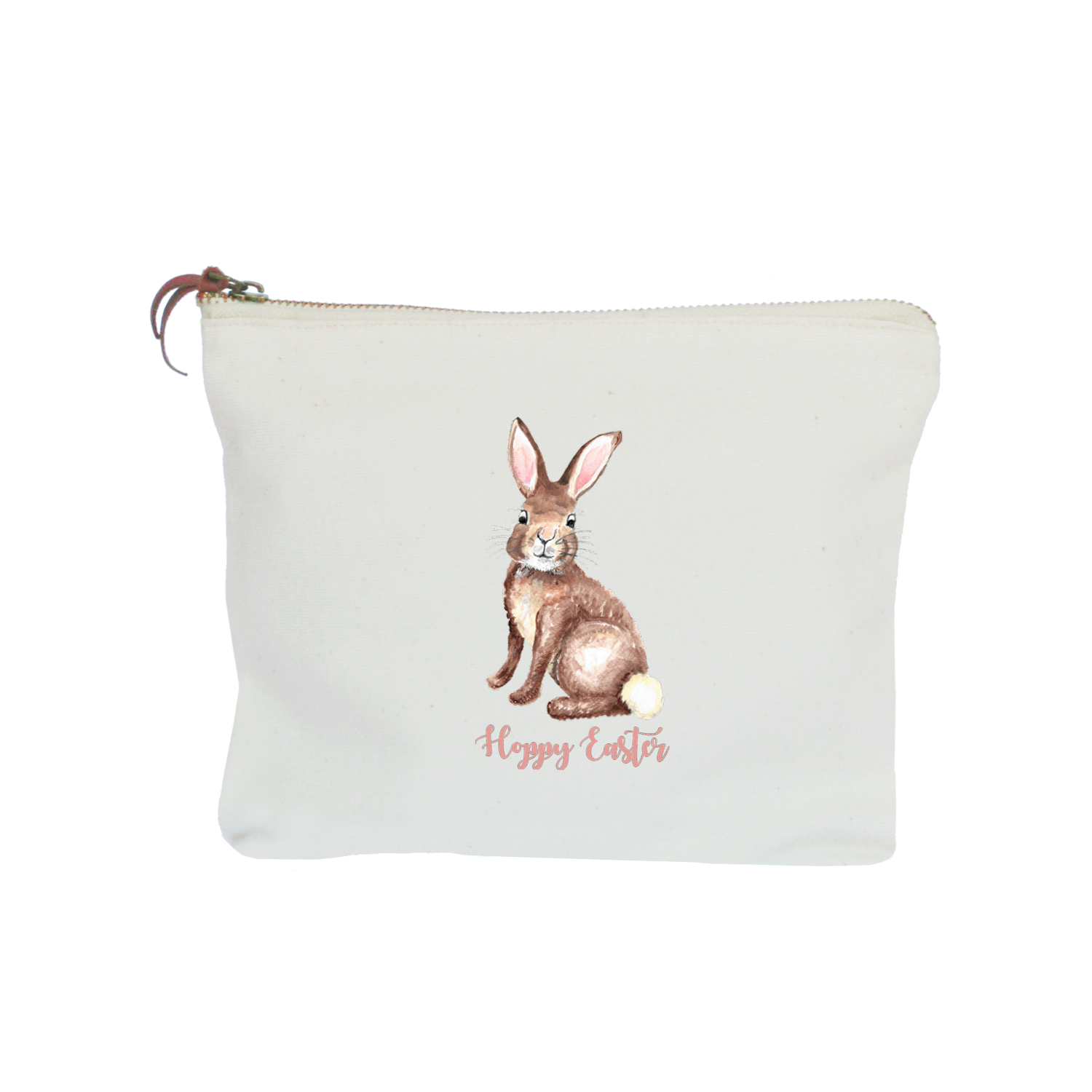 brown bunny with hoppy easter zipper pouch