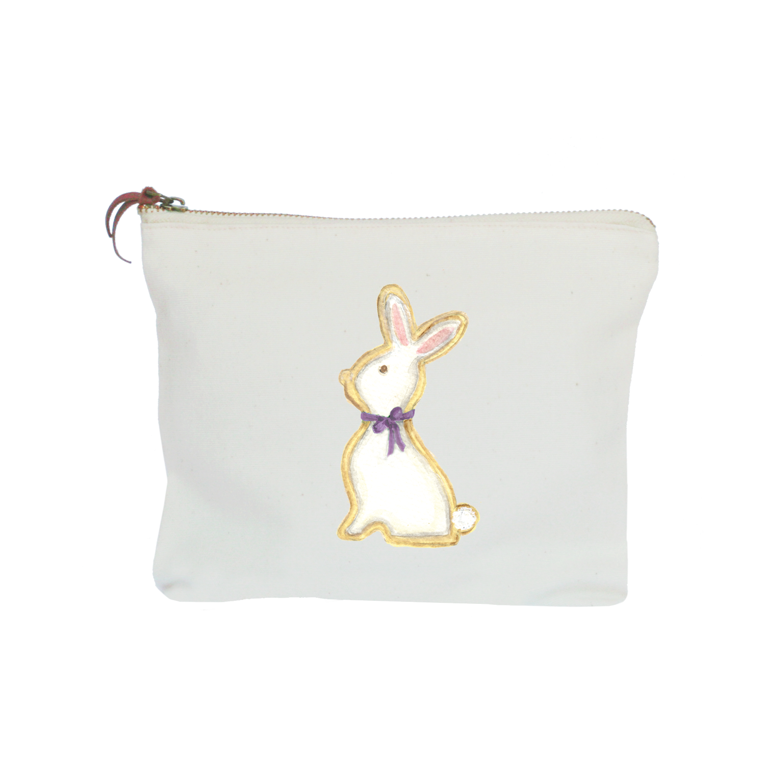 bunny cookie purple bow zipper pouch