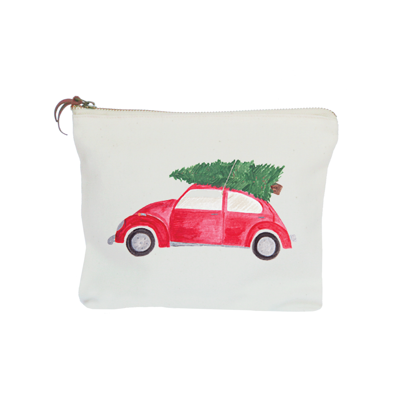 red vw with tree zipper pouch