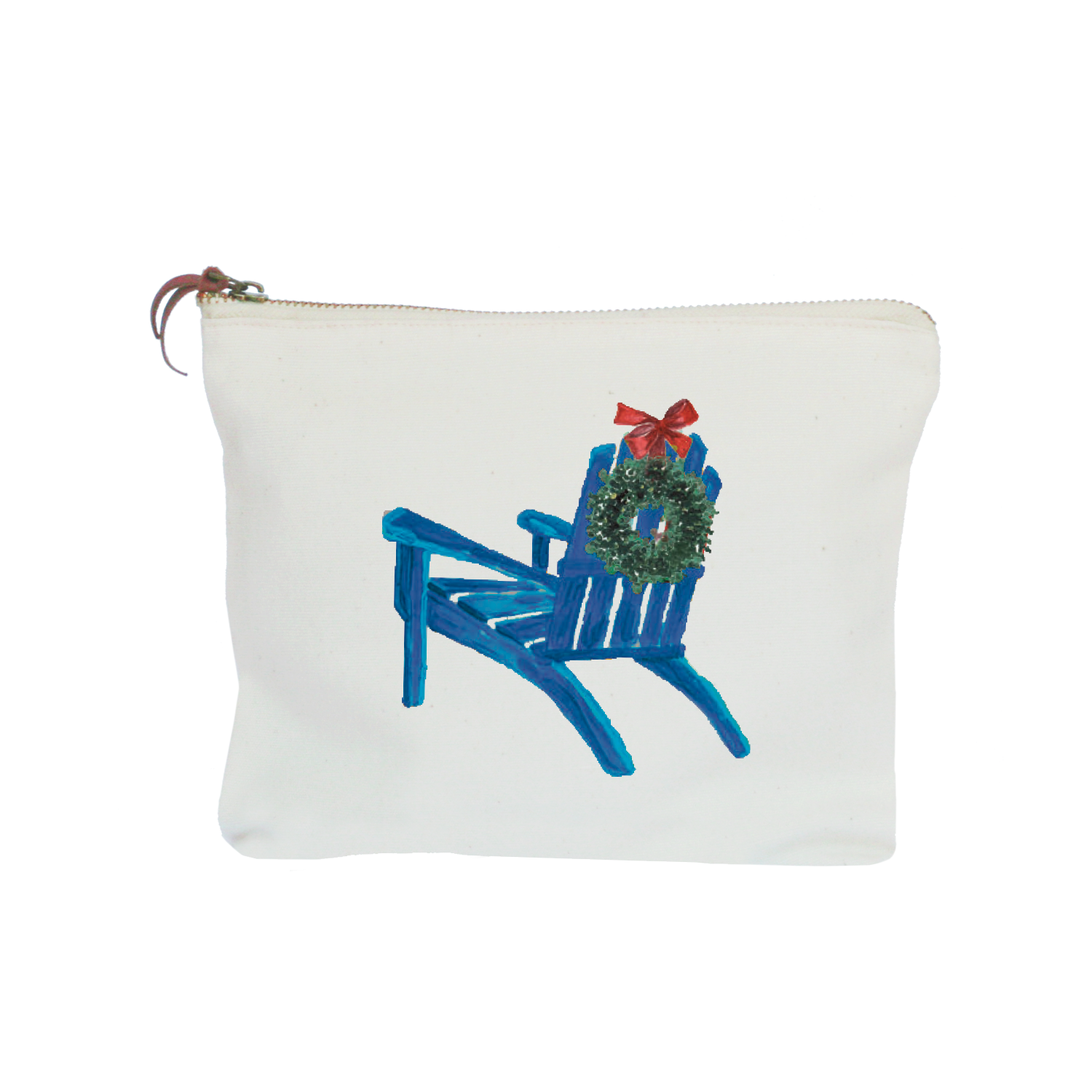 blue chair and wreath zipper pouch