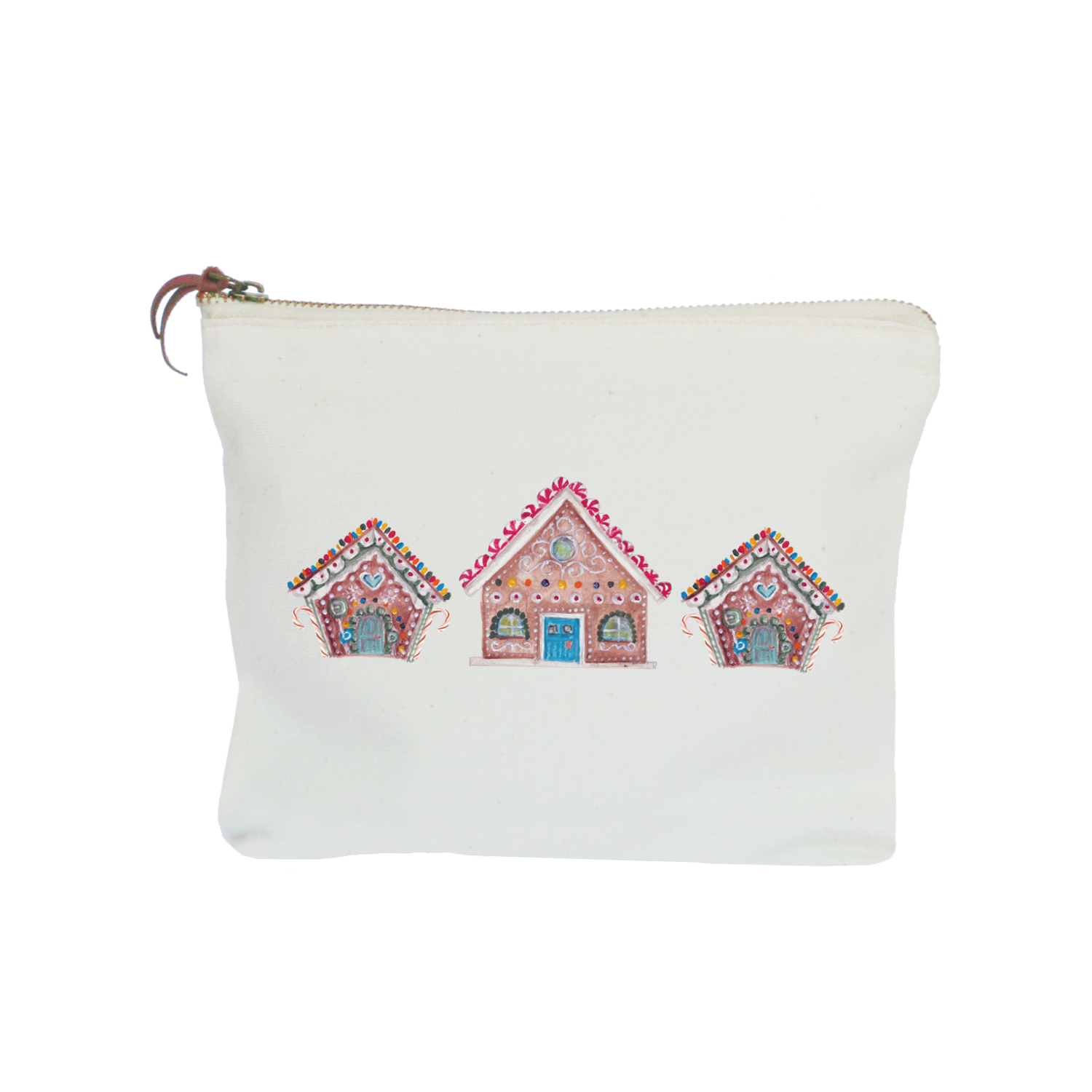 three gingerbread houses zipper pouch
