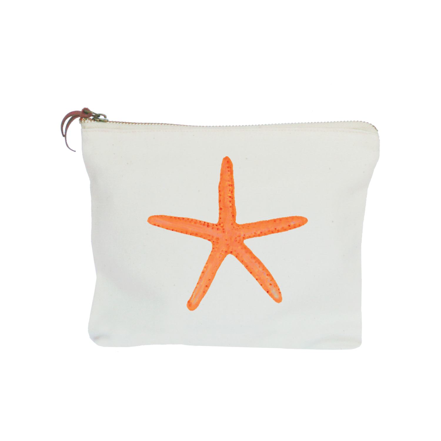 starfish orange zipper pouch