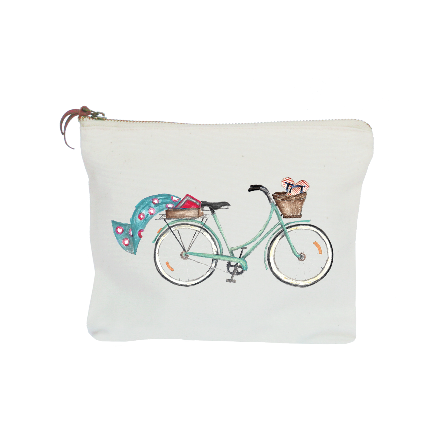 seafoam beach bike + turquoise towel zipper pouch