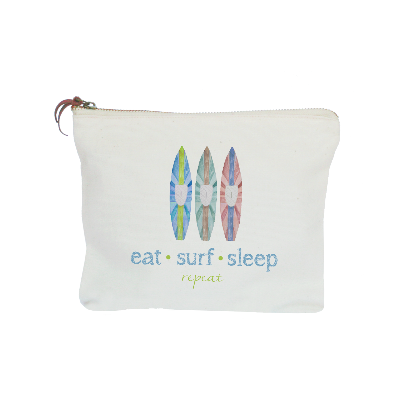 eat surf sleep repeat zipper pouch