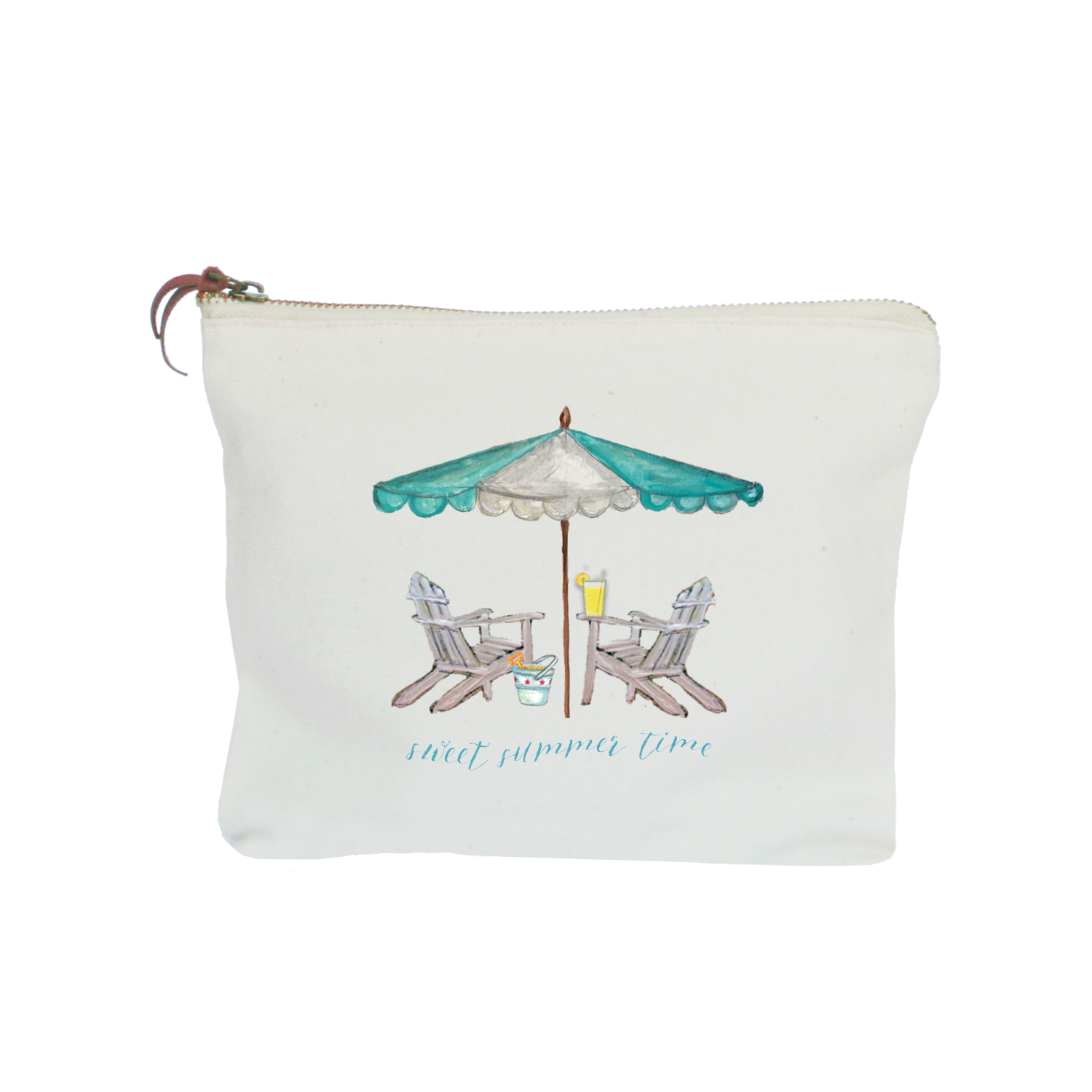 chairs with seafoam umbrella sweet summer time zipper pouch