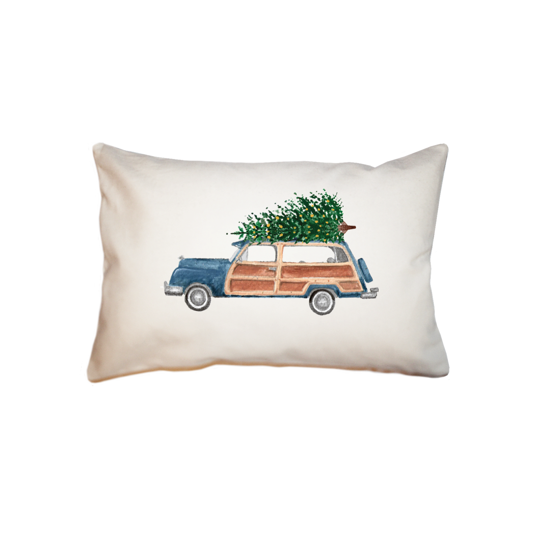 navy woody with tree small accent pillow
