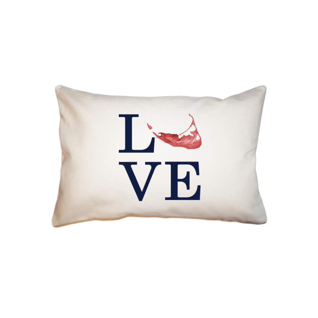 love nantucket island navy text with red island small accent pillow