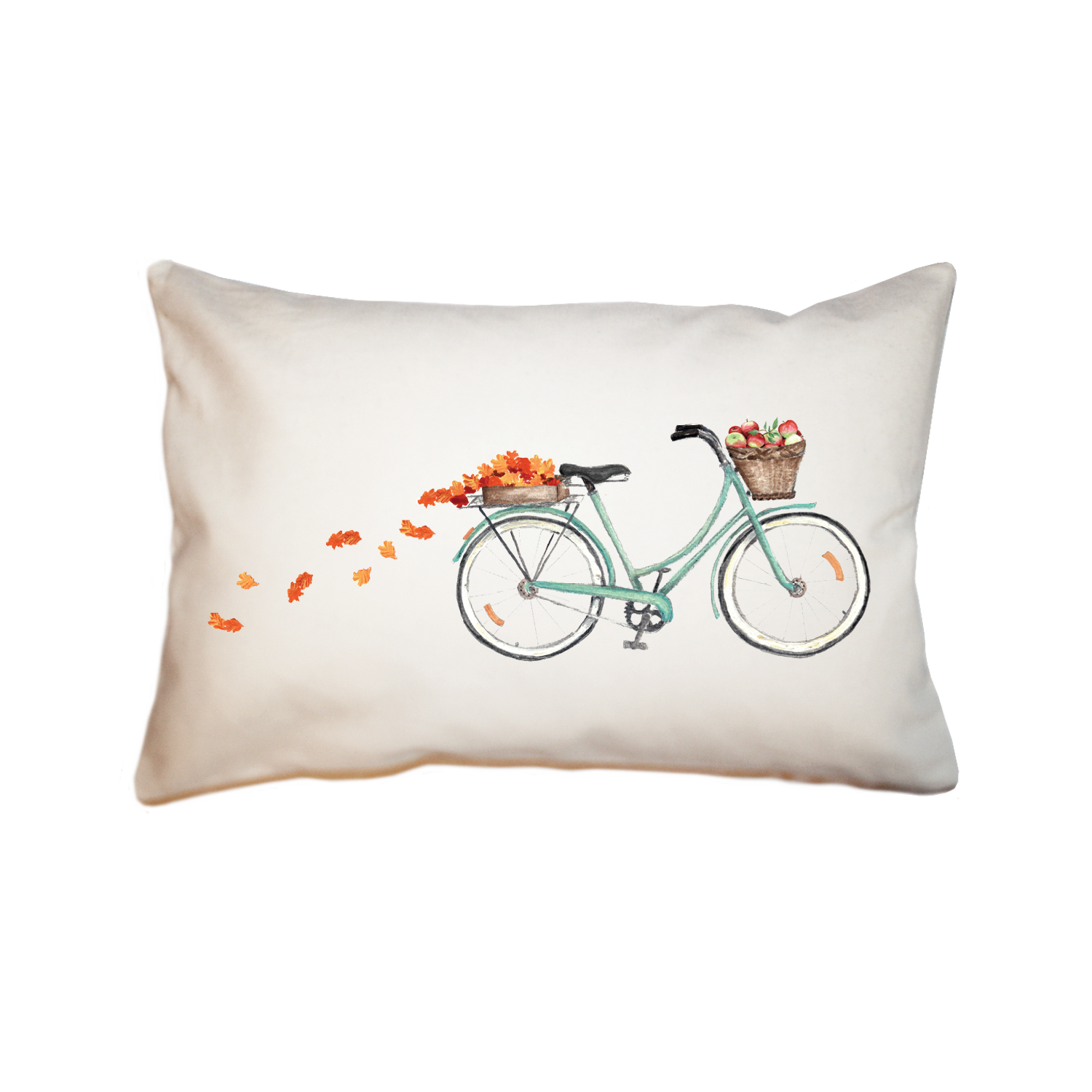 bike with apples and leaves large rectangle pillow