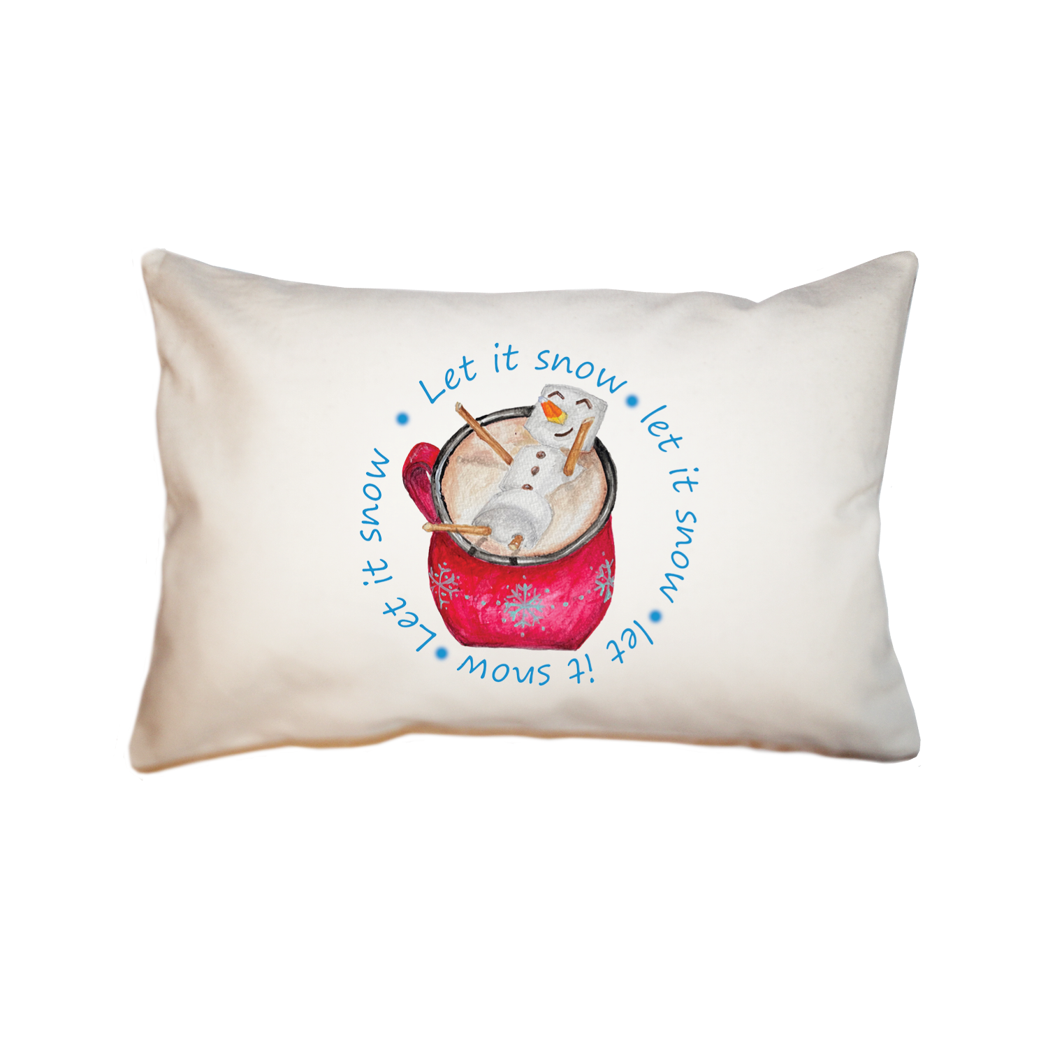 cocoa with snowman let it snow large rectangle pillow