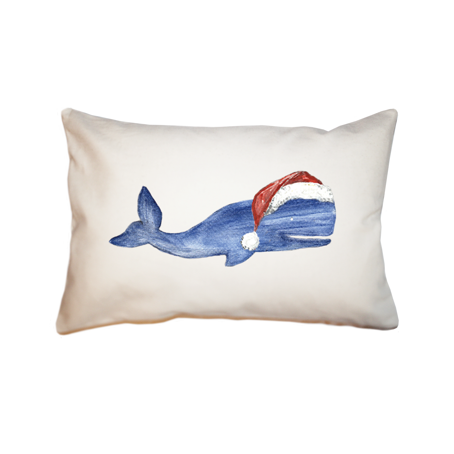 whale with santa hat large rectangle pillow