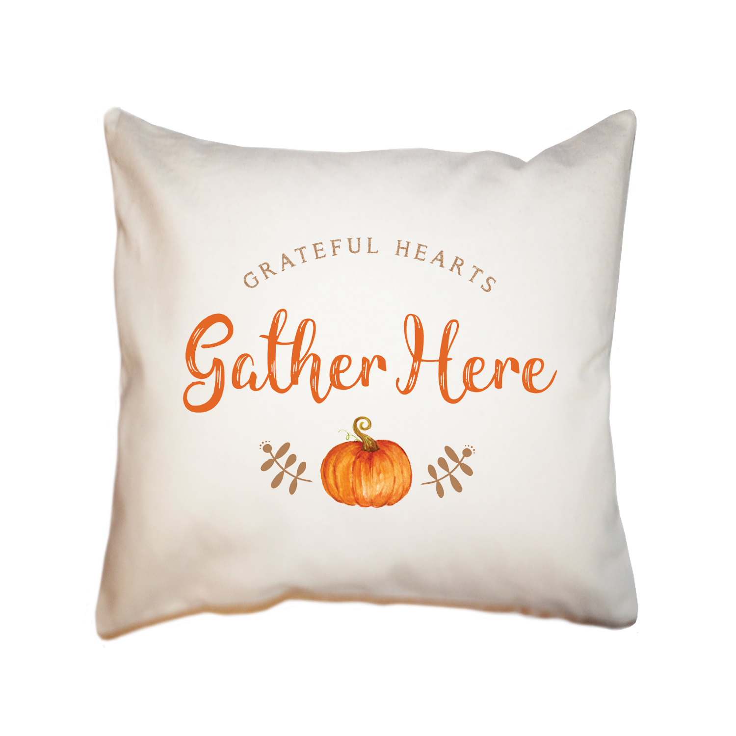 grateful hearts gather here square pillow