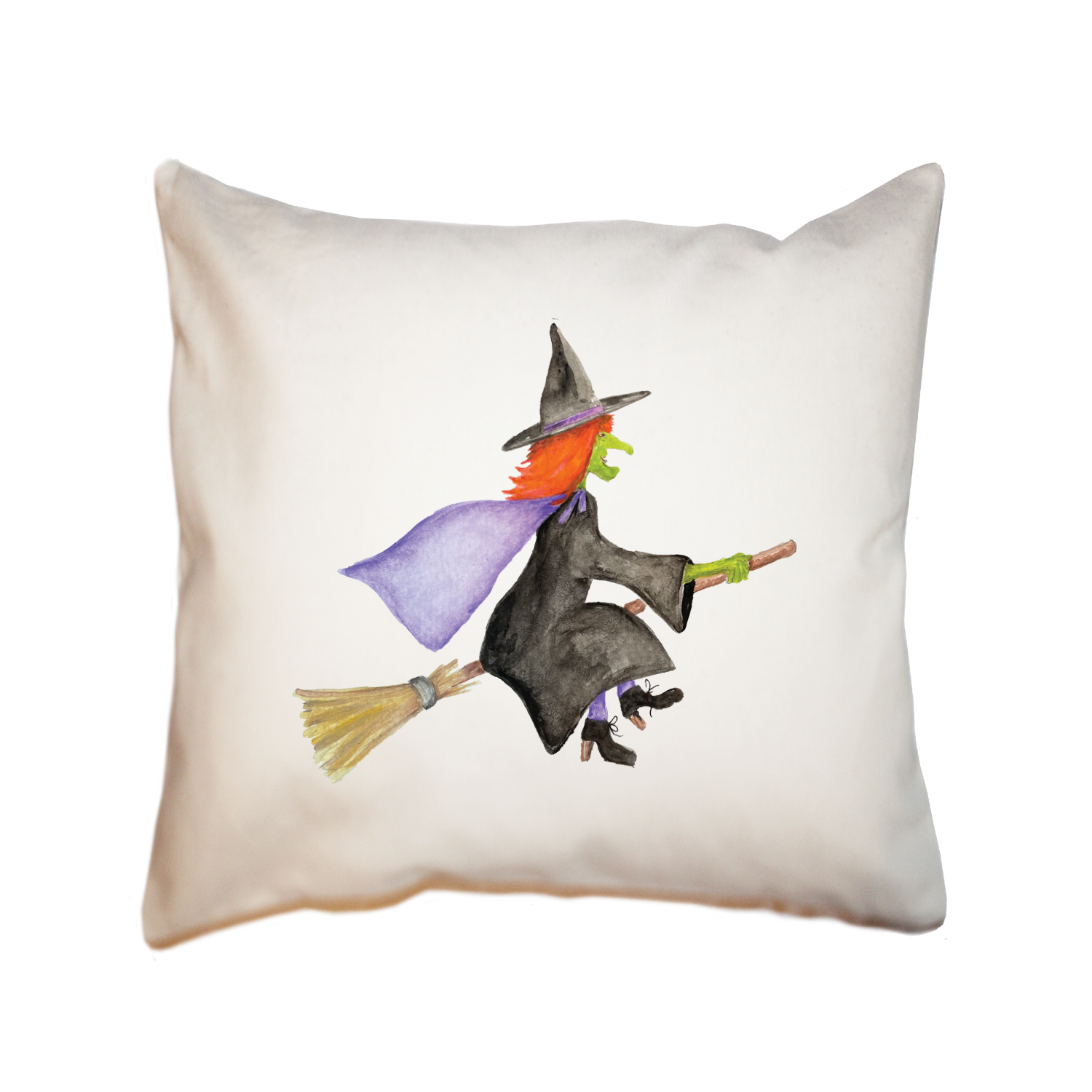witch flying square pillow