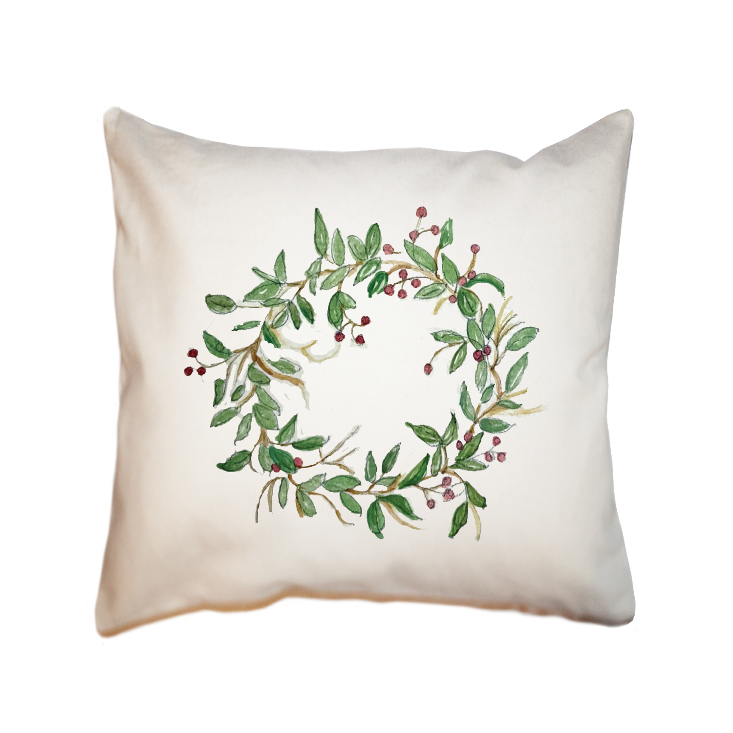 bay leaf wreath square pillow
