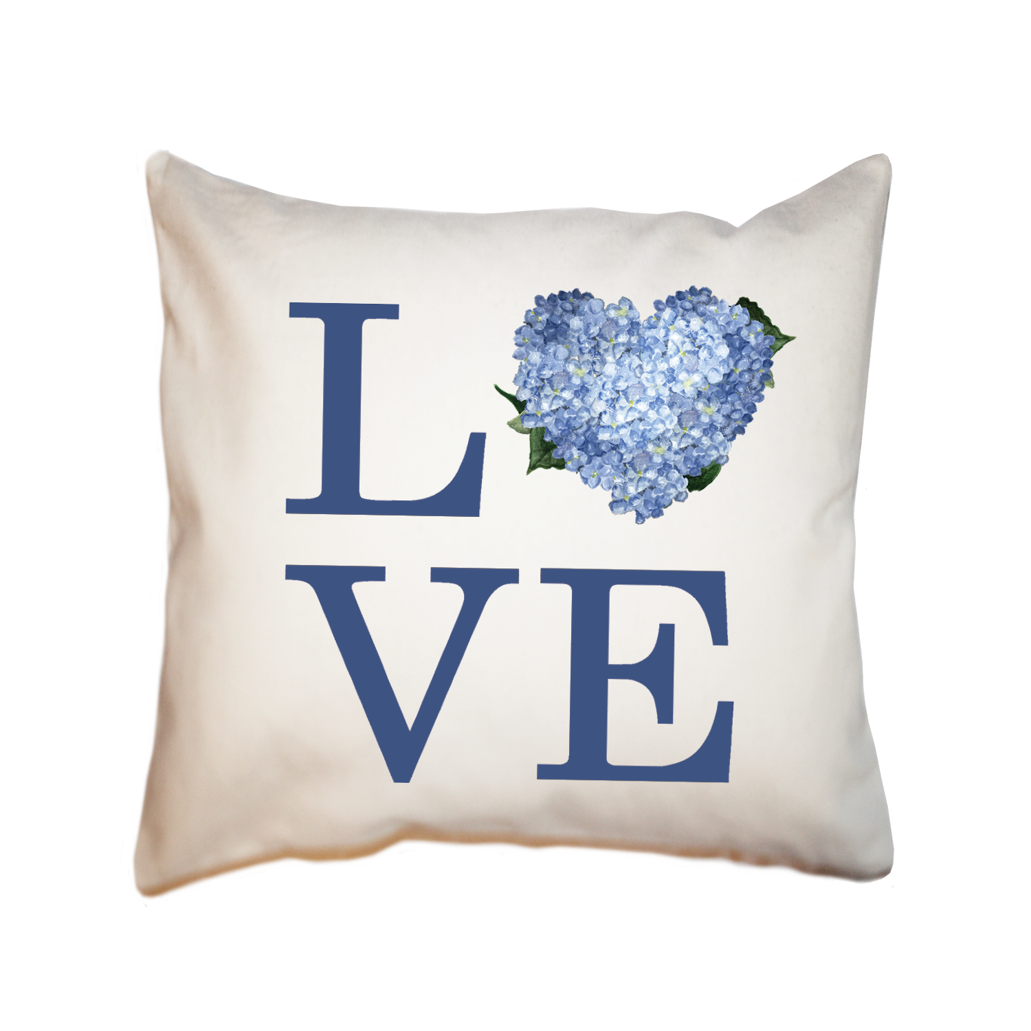 love hydrangea heart square pillow