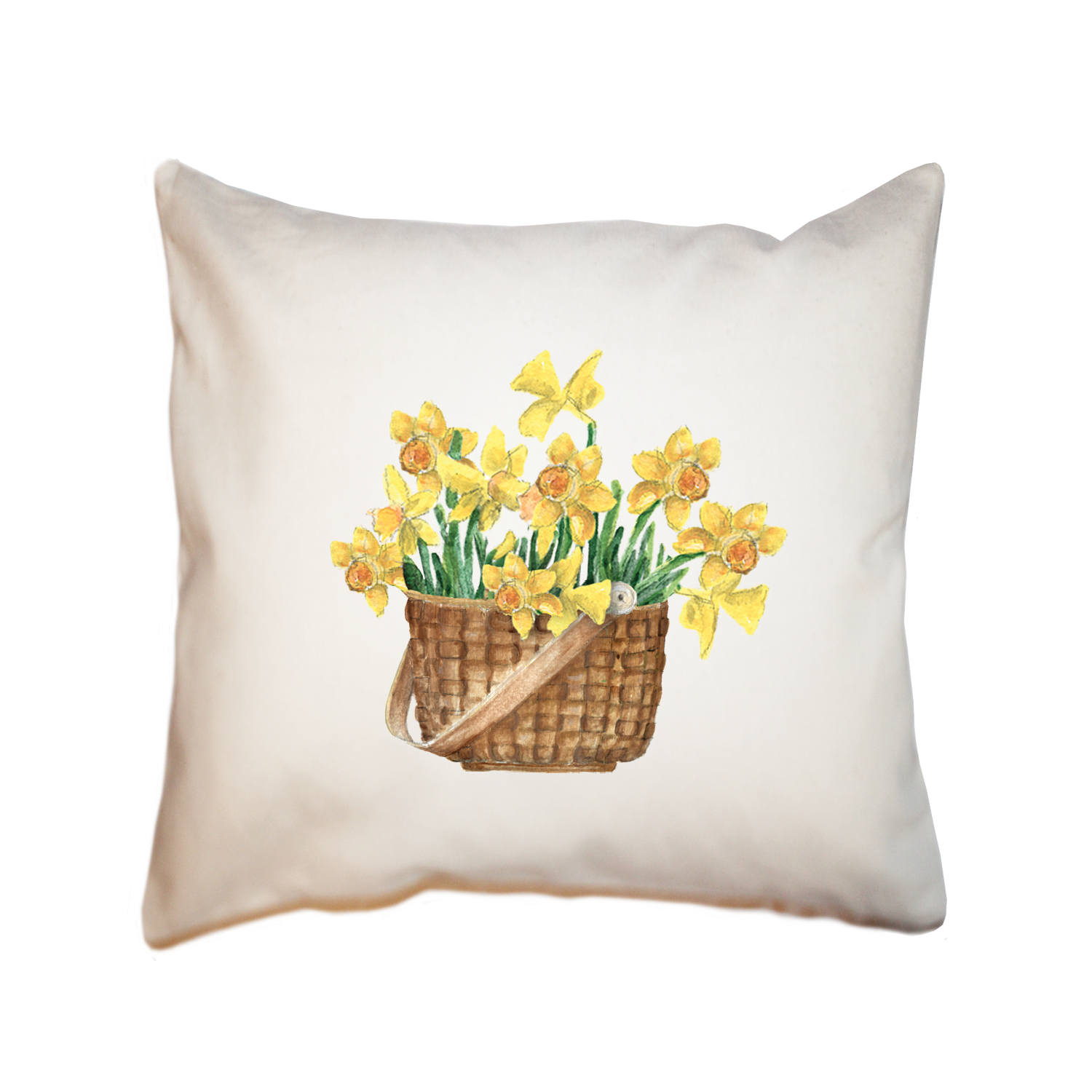 daffodils in nantucket basket square pillow