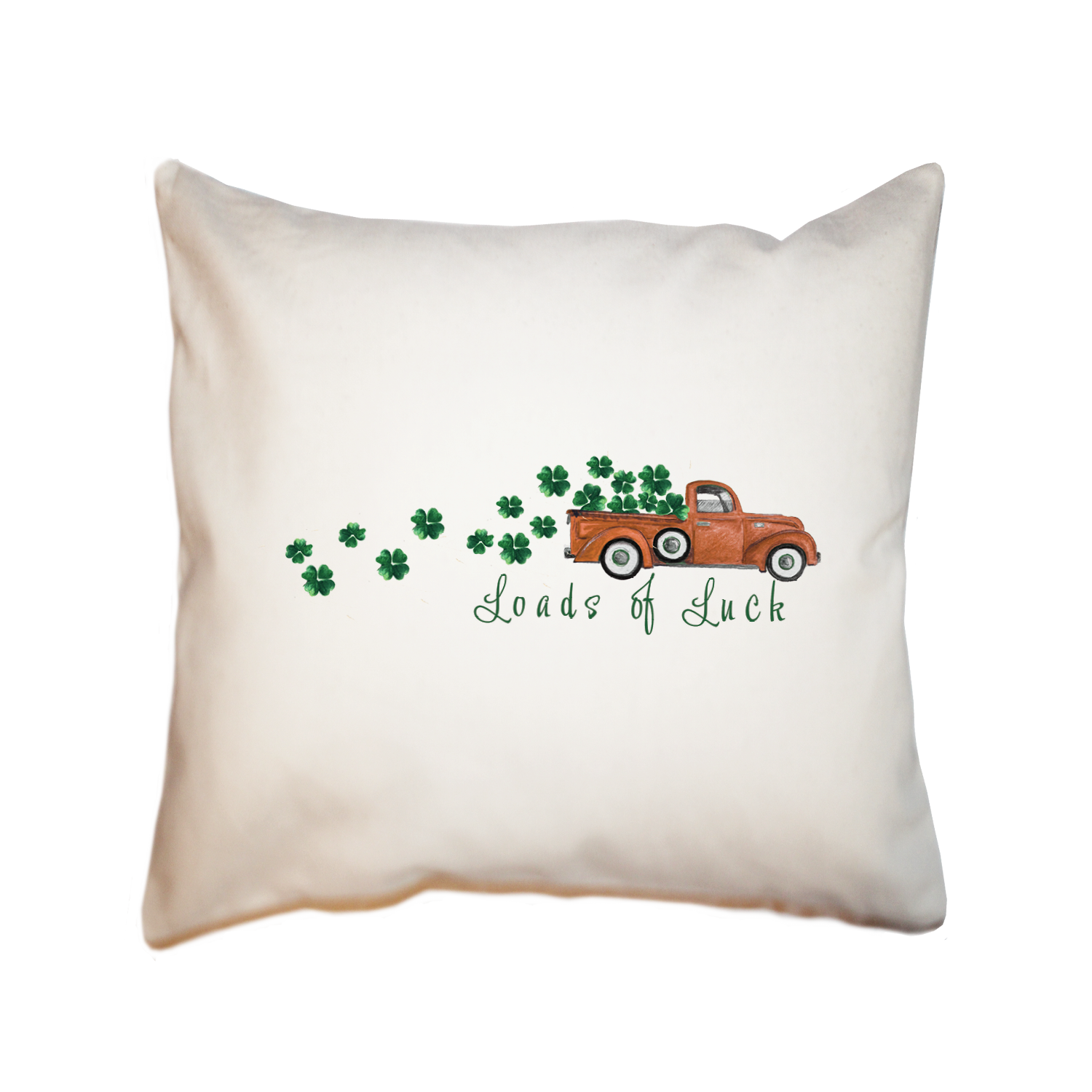 orange truck loads of luck square pillow