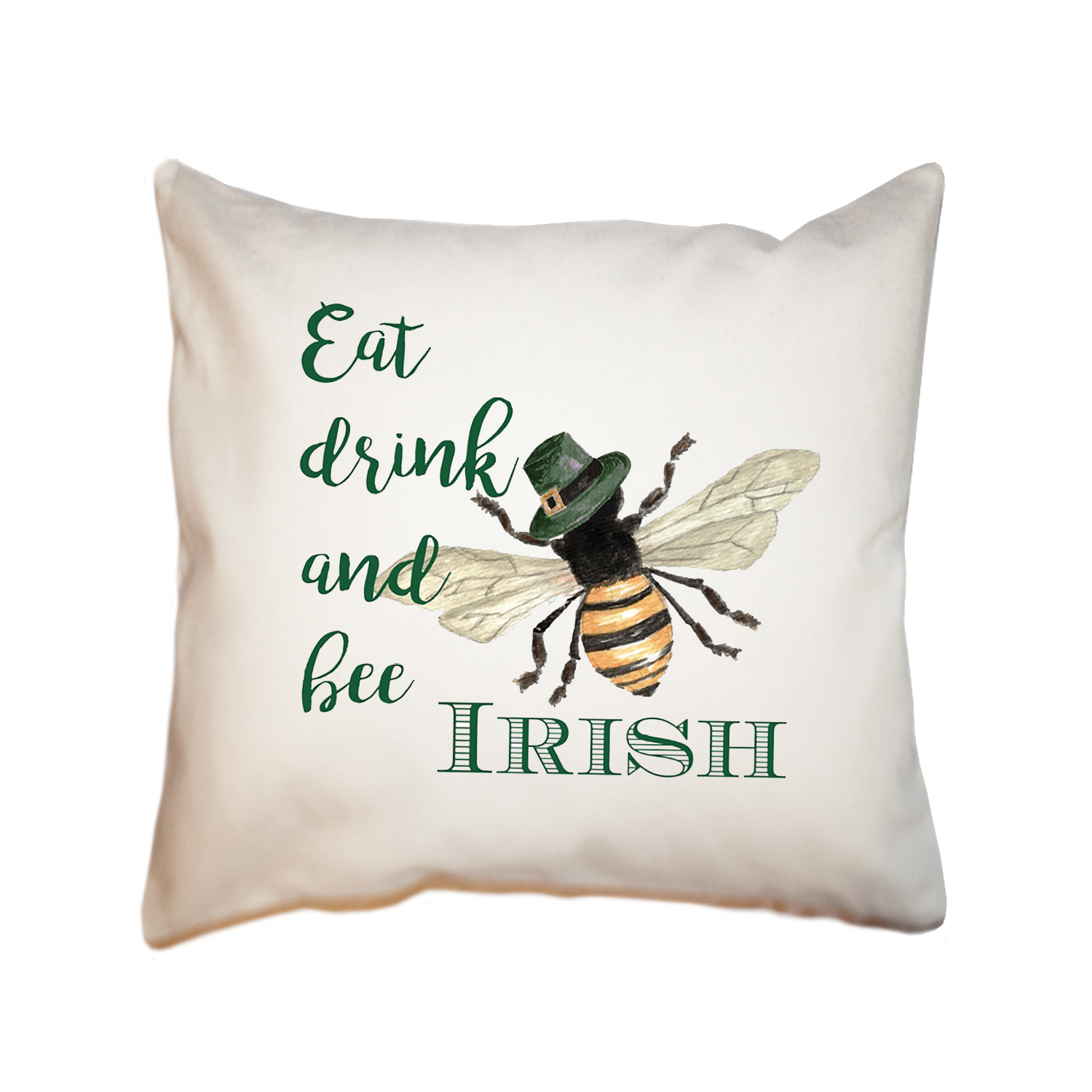 eat drink and bee irish square pillow