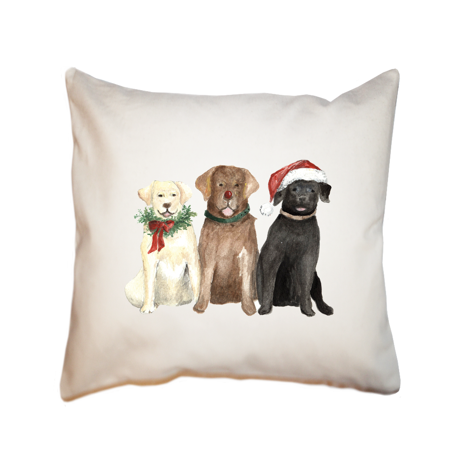 three labs holiday square pillow