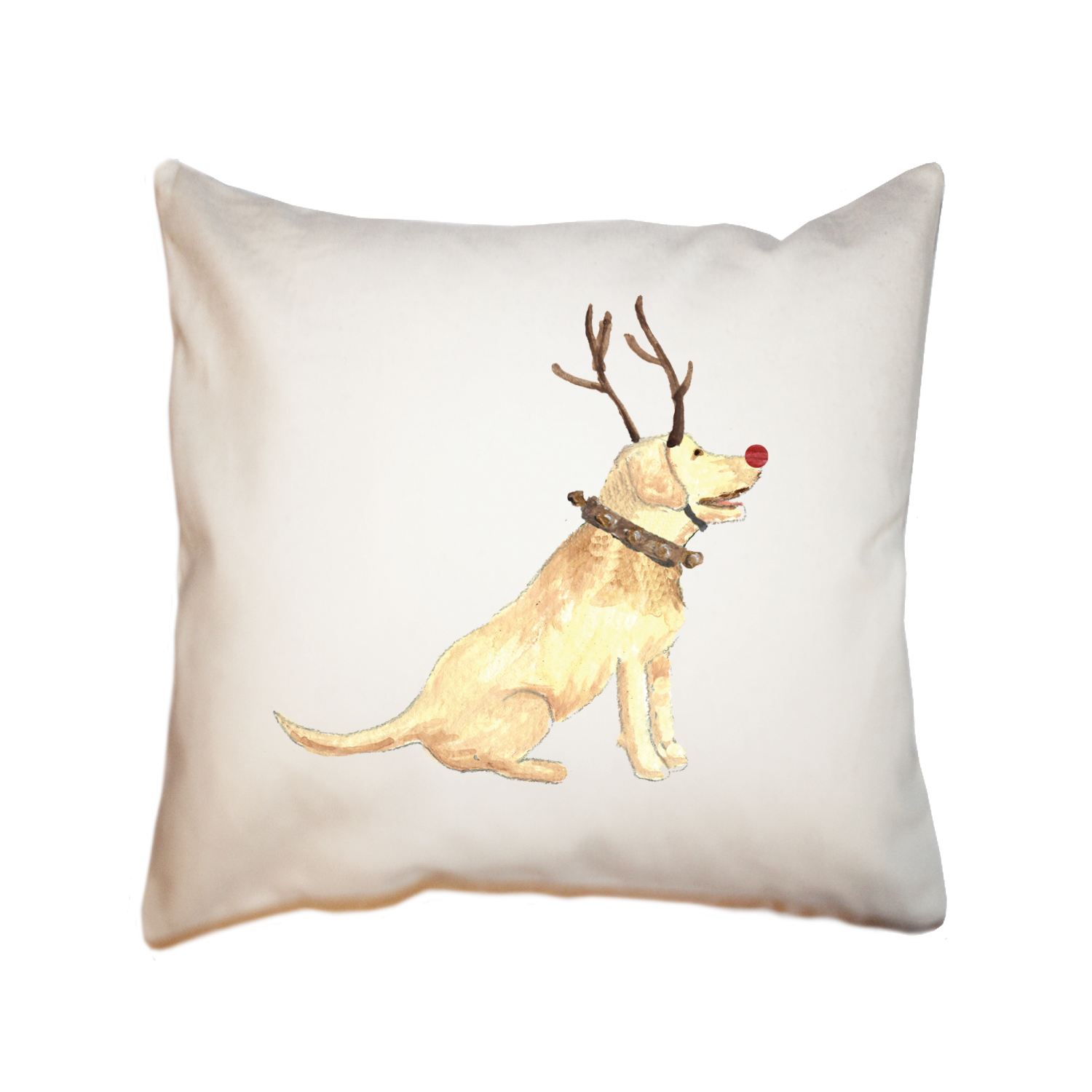 yellow lab with red nose square pillow