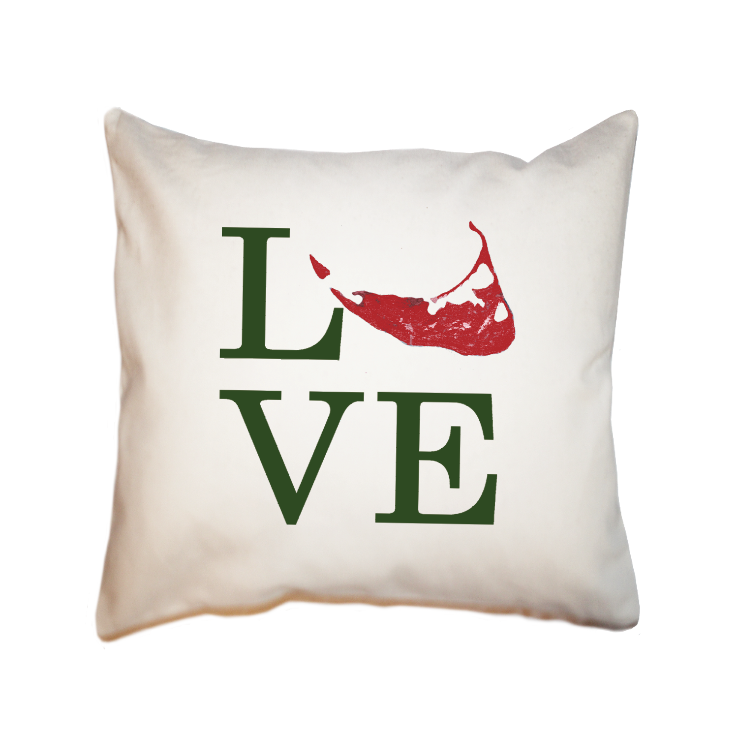 love nantucket island in red and green square pillow