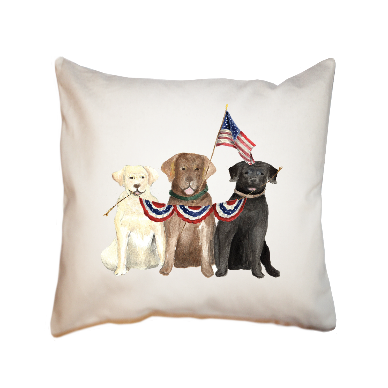 three labs 4th of july square pillow
