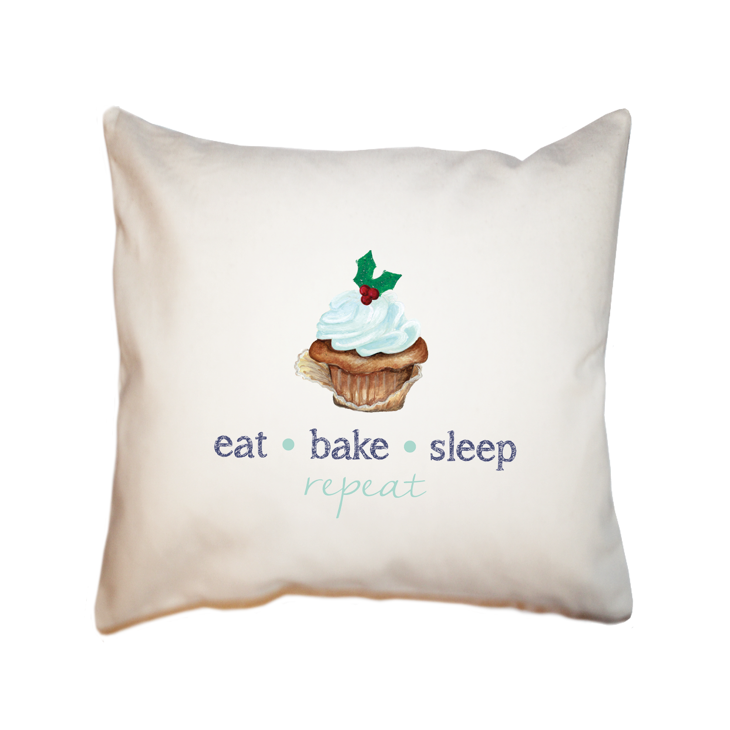 eat bake sleep repeat square pillow