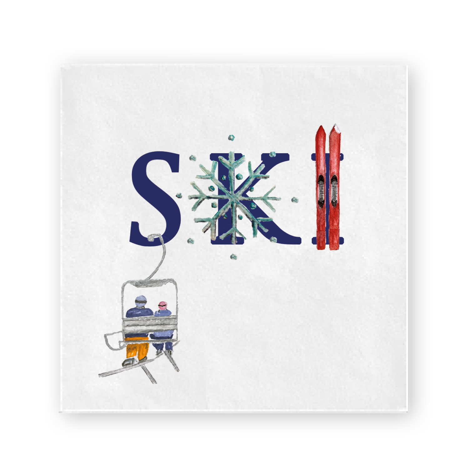 ski illu-stated limited edition cocktail napkins