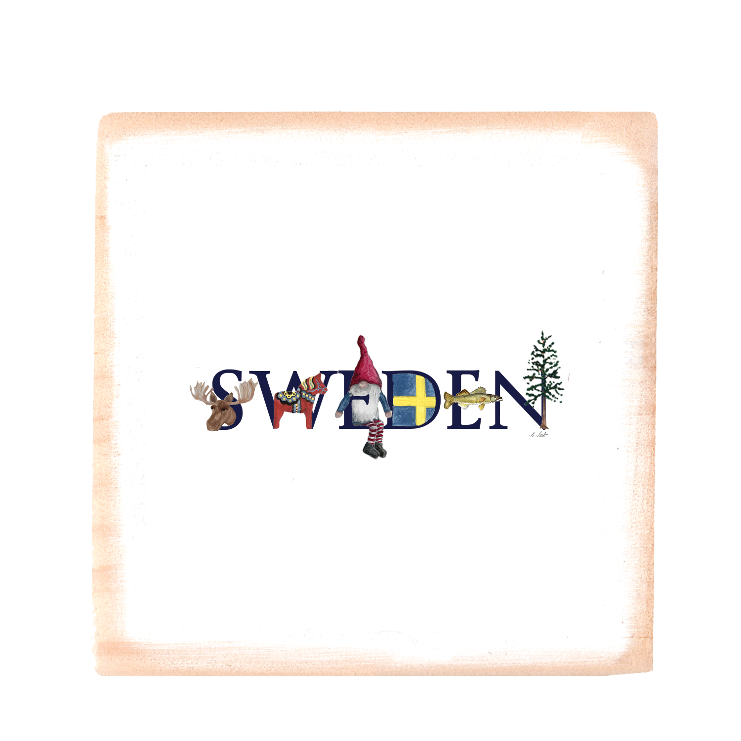 sweden square wood block