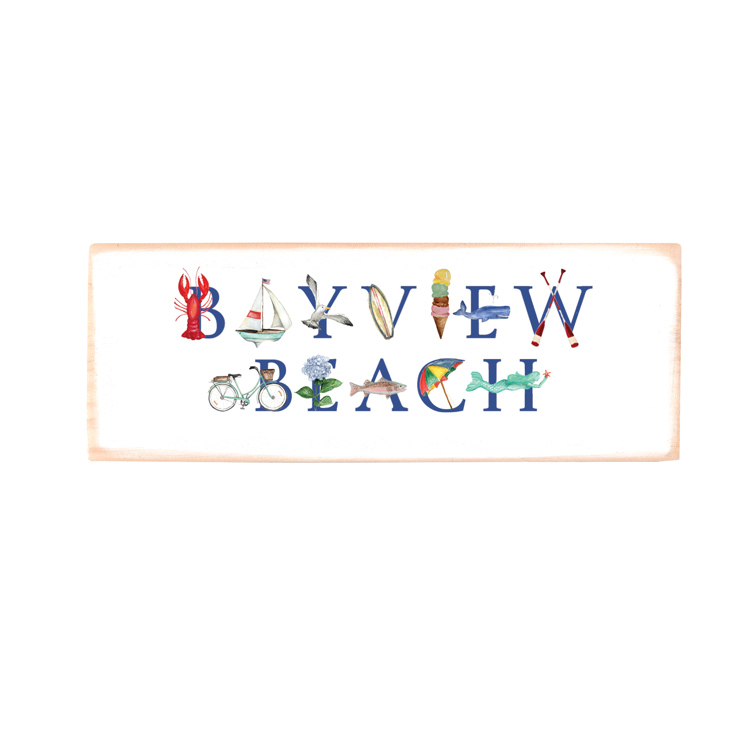 bayview beach rectangle wood block