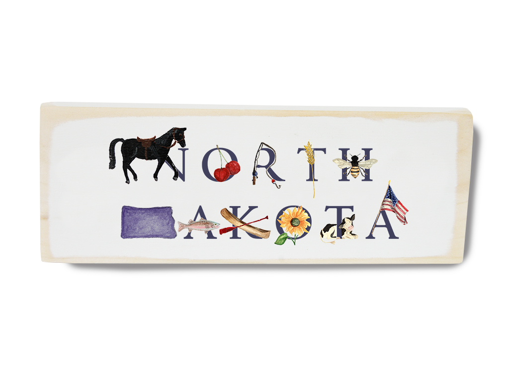 North Dakota rectangle wood block
