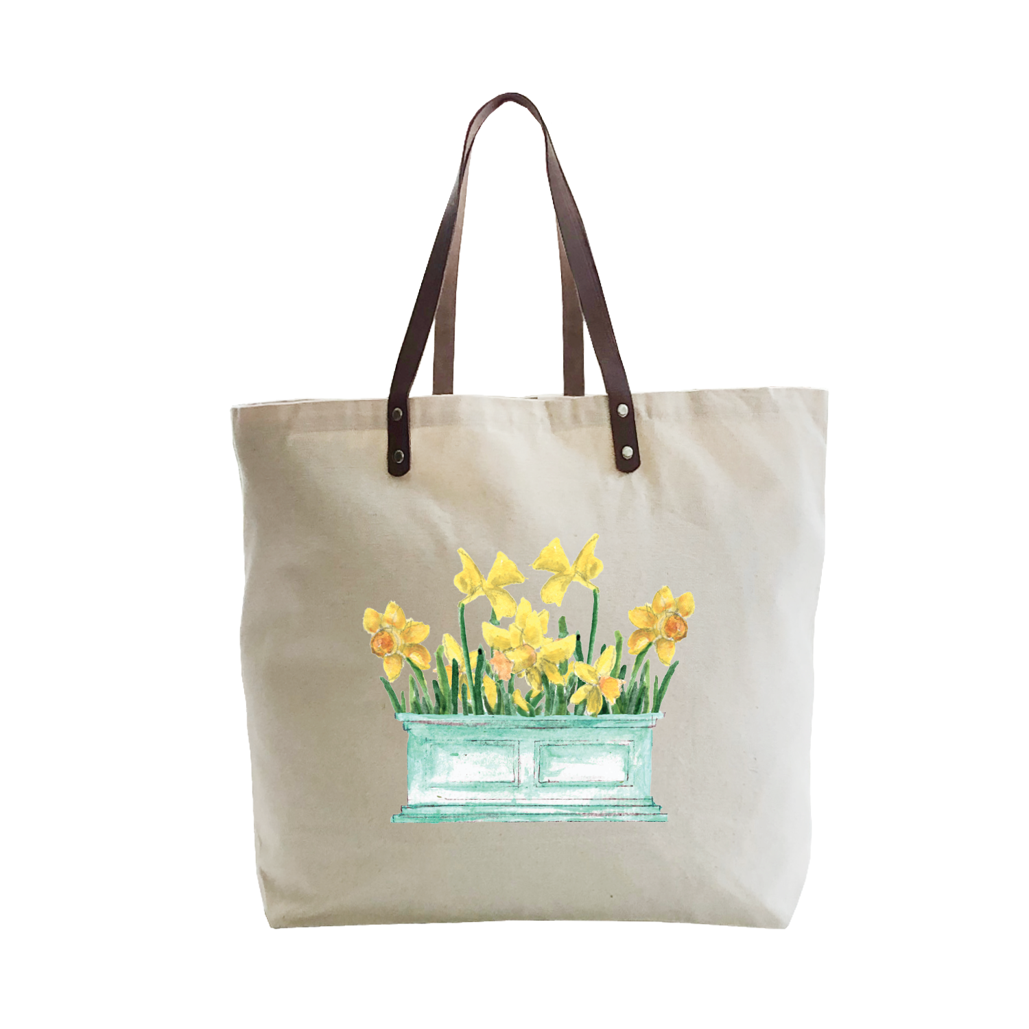 daffodils in flower box large tote