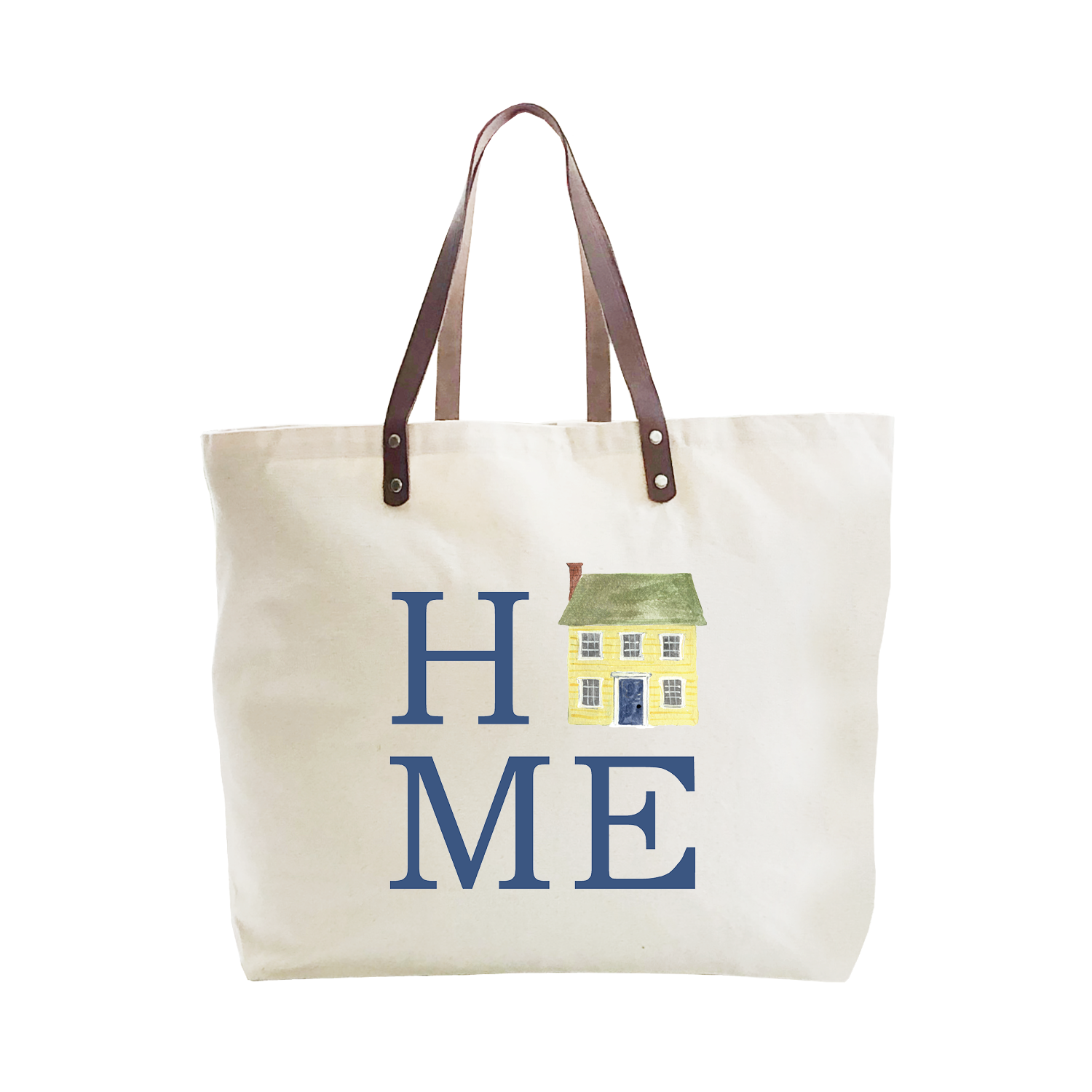 home yellow house large tote