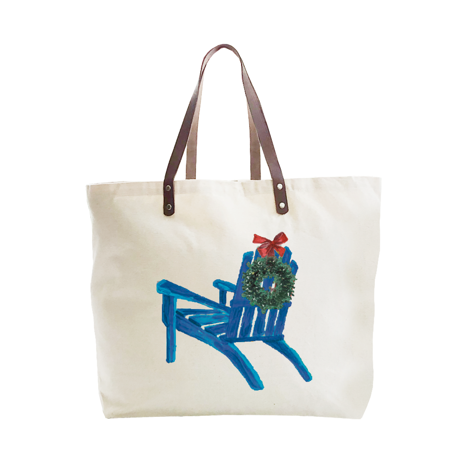 blue chair and wreath large tote