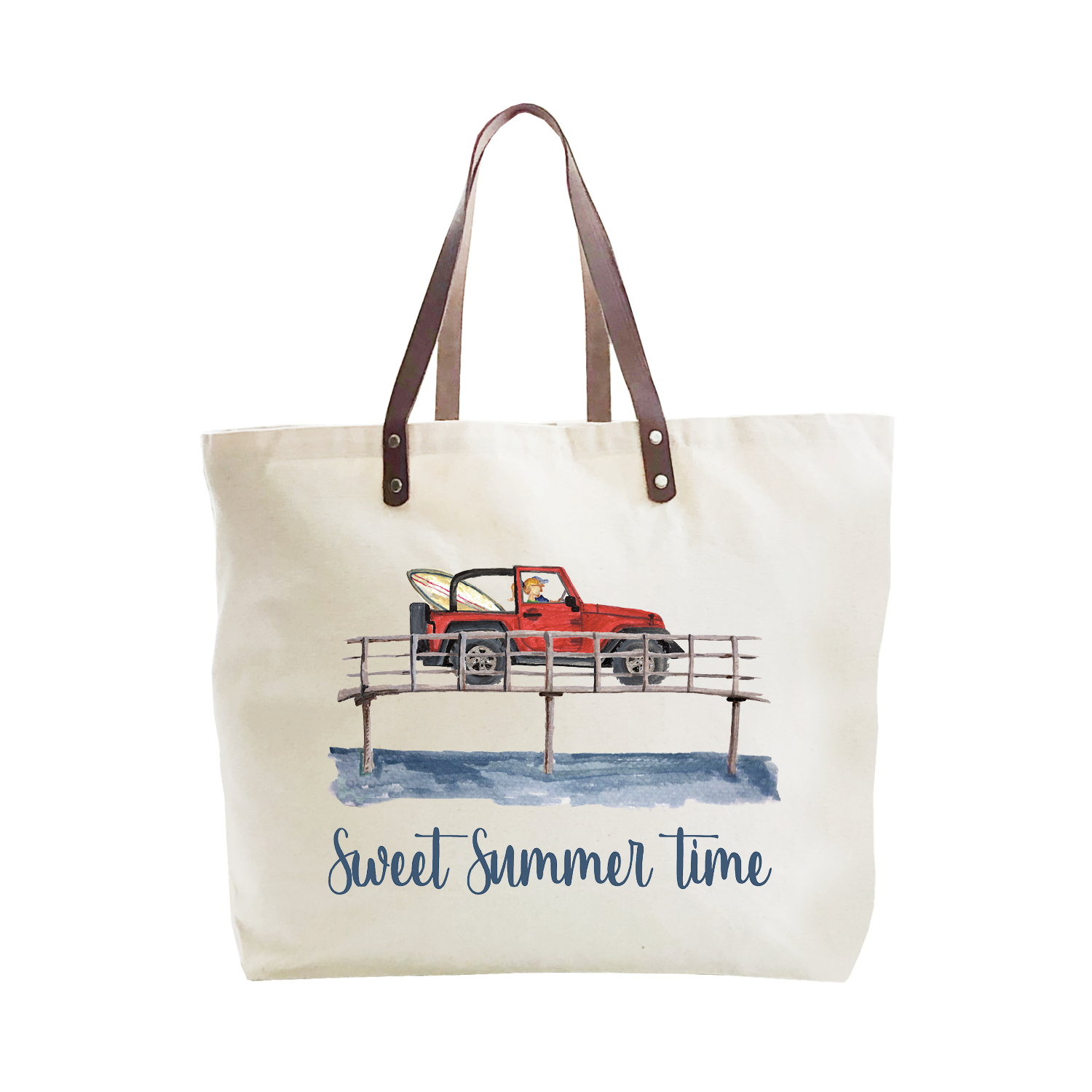 sweet summertime jeep large tote