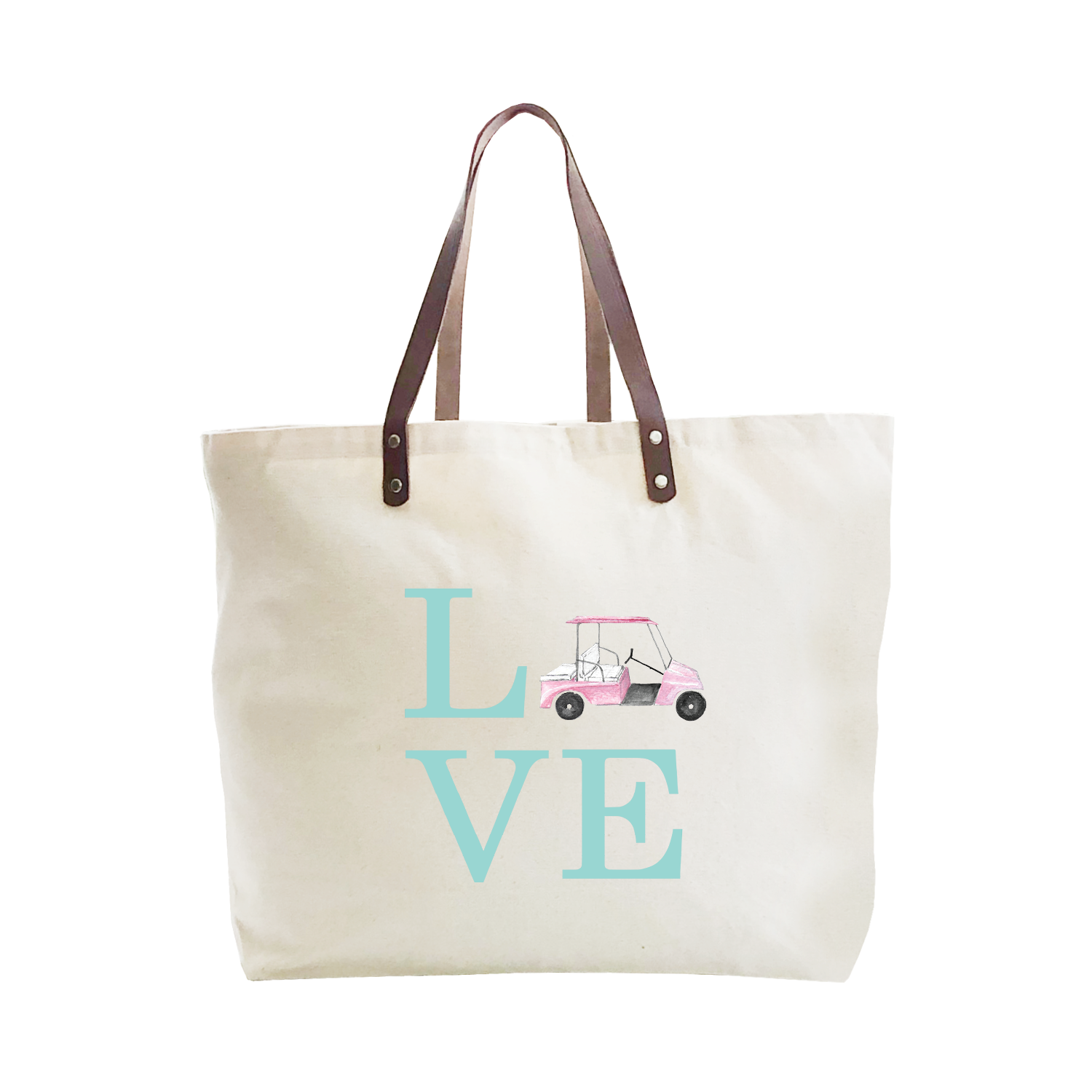 love pink golf cart large tote