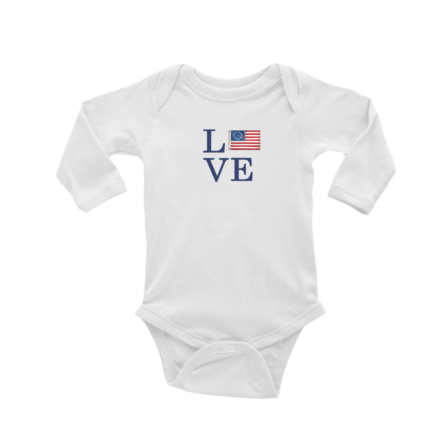 love US flag baby snap up long sleeve